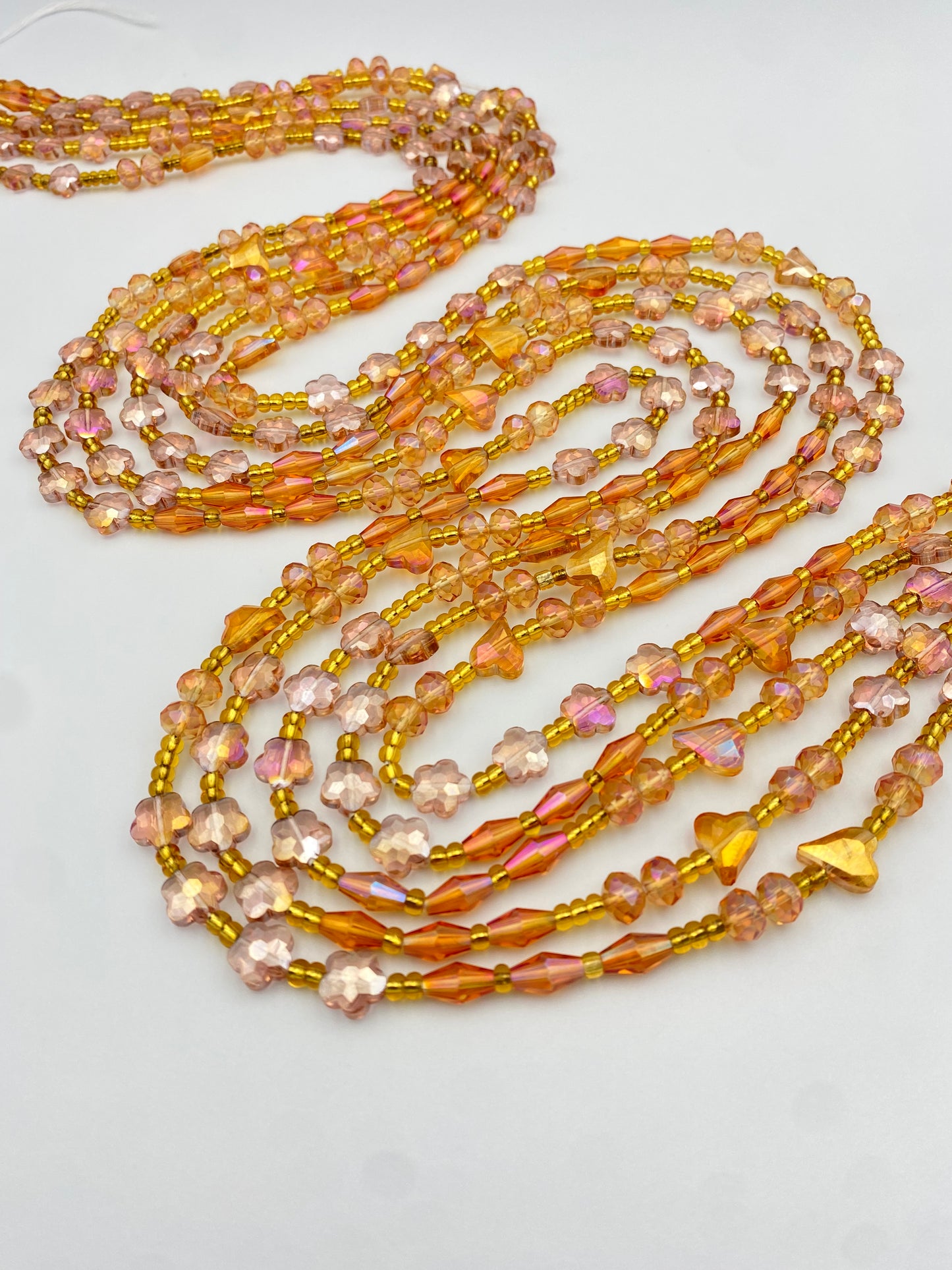 Blossom Sunset~ Luxury Crystal Waistbeads- Tie On