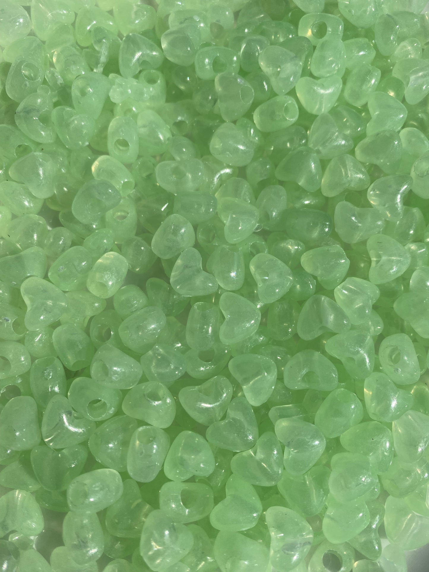 Soft Glow-In-The Dark Heart Beads , Bulk Beads for Jewelry making 500-600 per pack