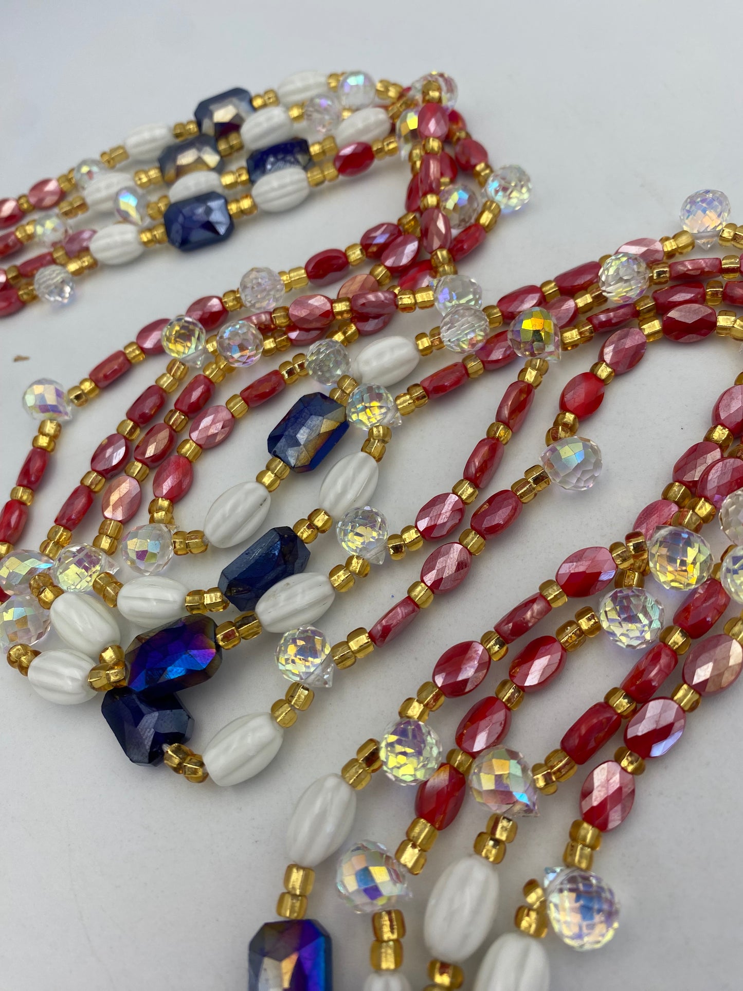 Red Crystal Waist Bead | Waist Beads – Luxury Tie-On Beaded Jewelry | Body Adornment & Weight Tracking | Price Per Item | 45–Inches