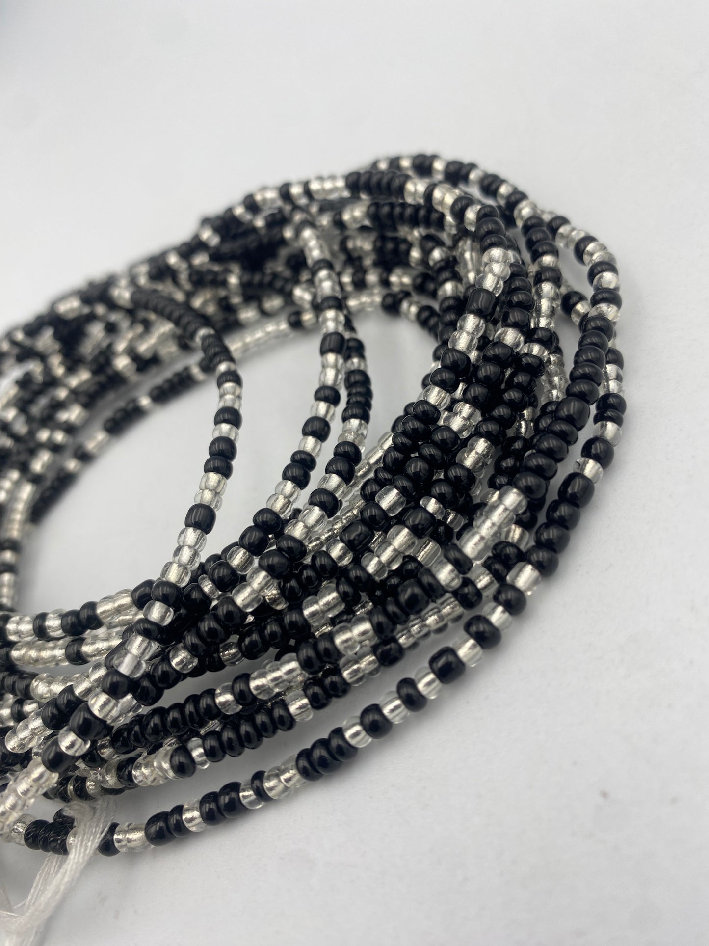 Black and Silver- Tie On Waist Bead