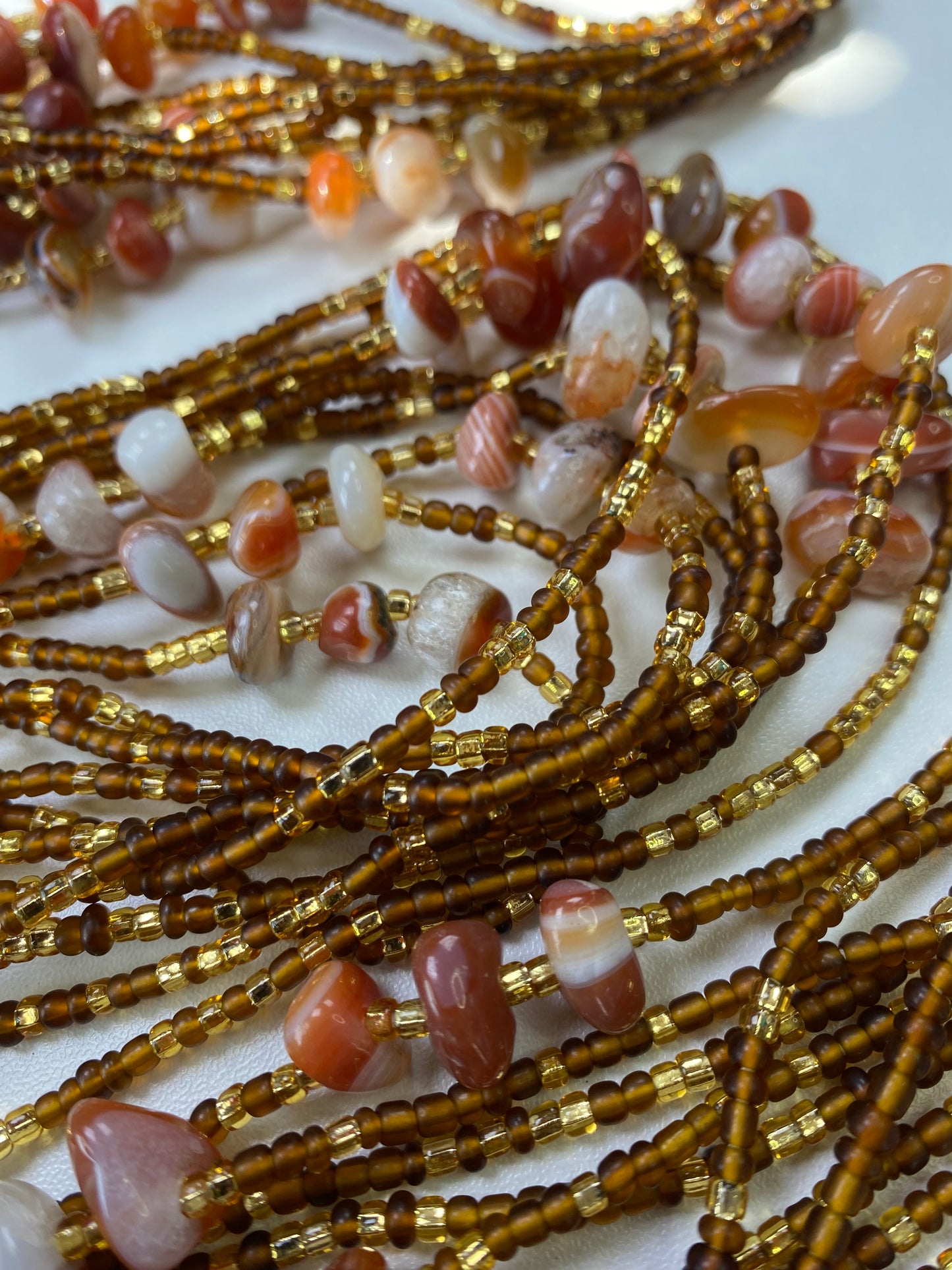 Carnelian Agate~ Luxury Crystal Waistbeads- carnelian waistBeads- Natural stone WaistBead