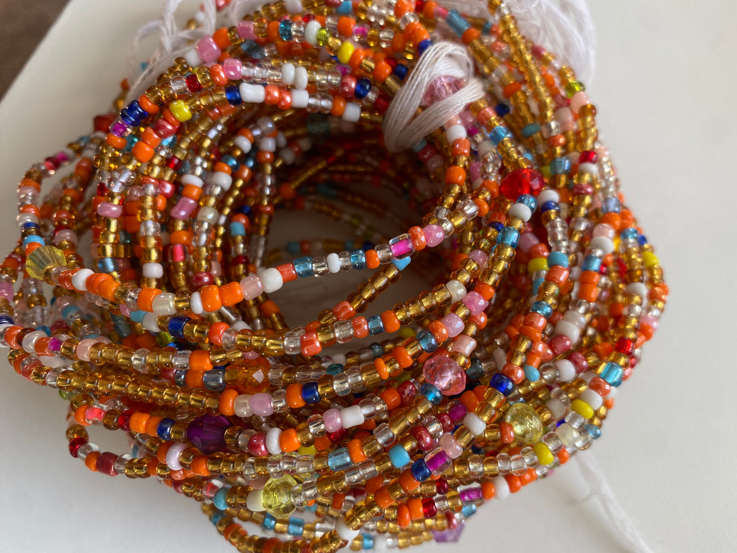 Wholesale African Waist Beads – Crystal Tie-On Strands 30”-36” (Bulk 25pcs Pack)