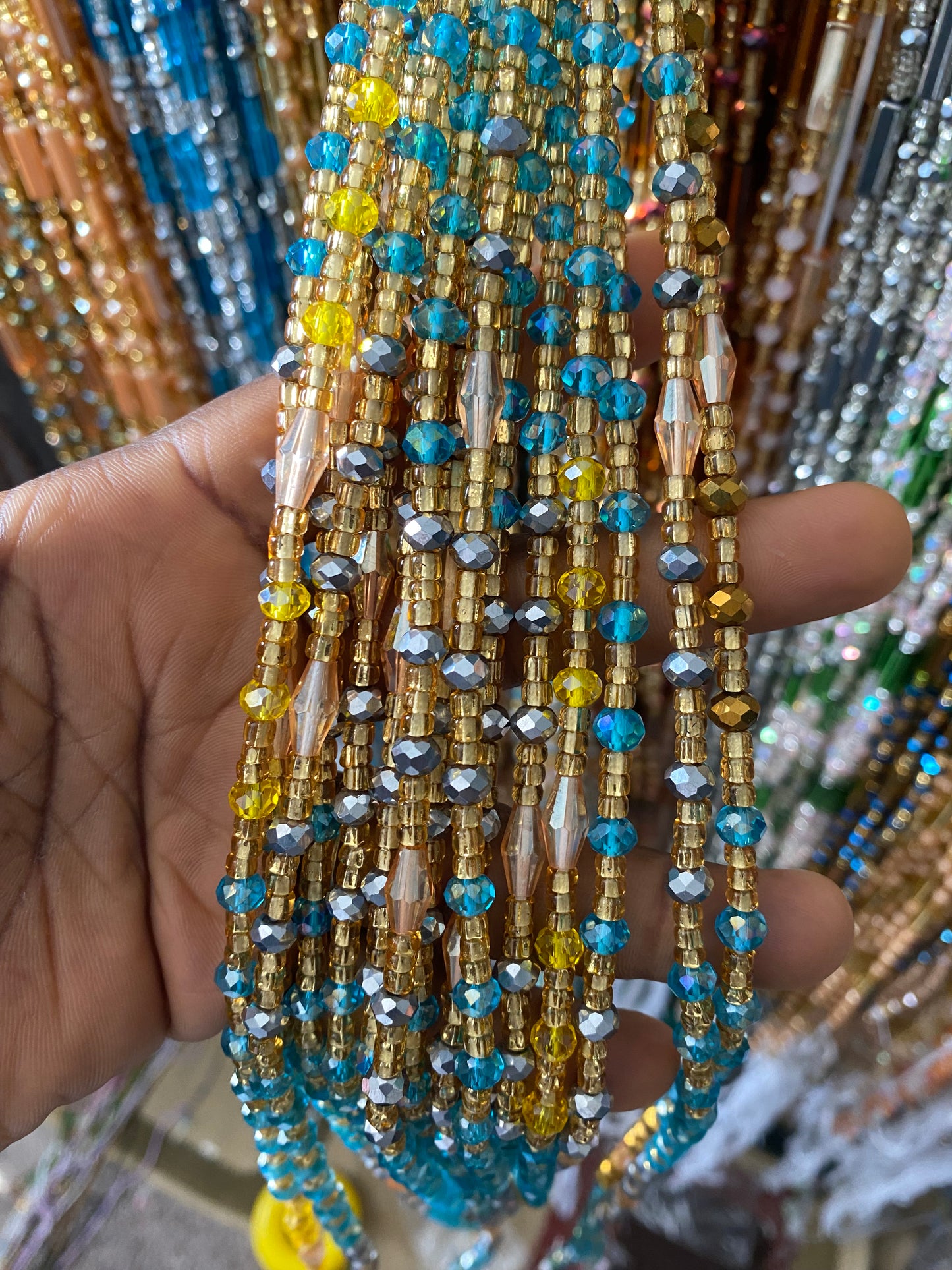 Wholesale African Waist Beads – Crystal Tie-On Strands 45”–50” (Bulk 25pcs Pack)