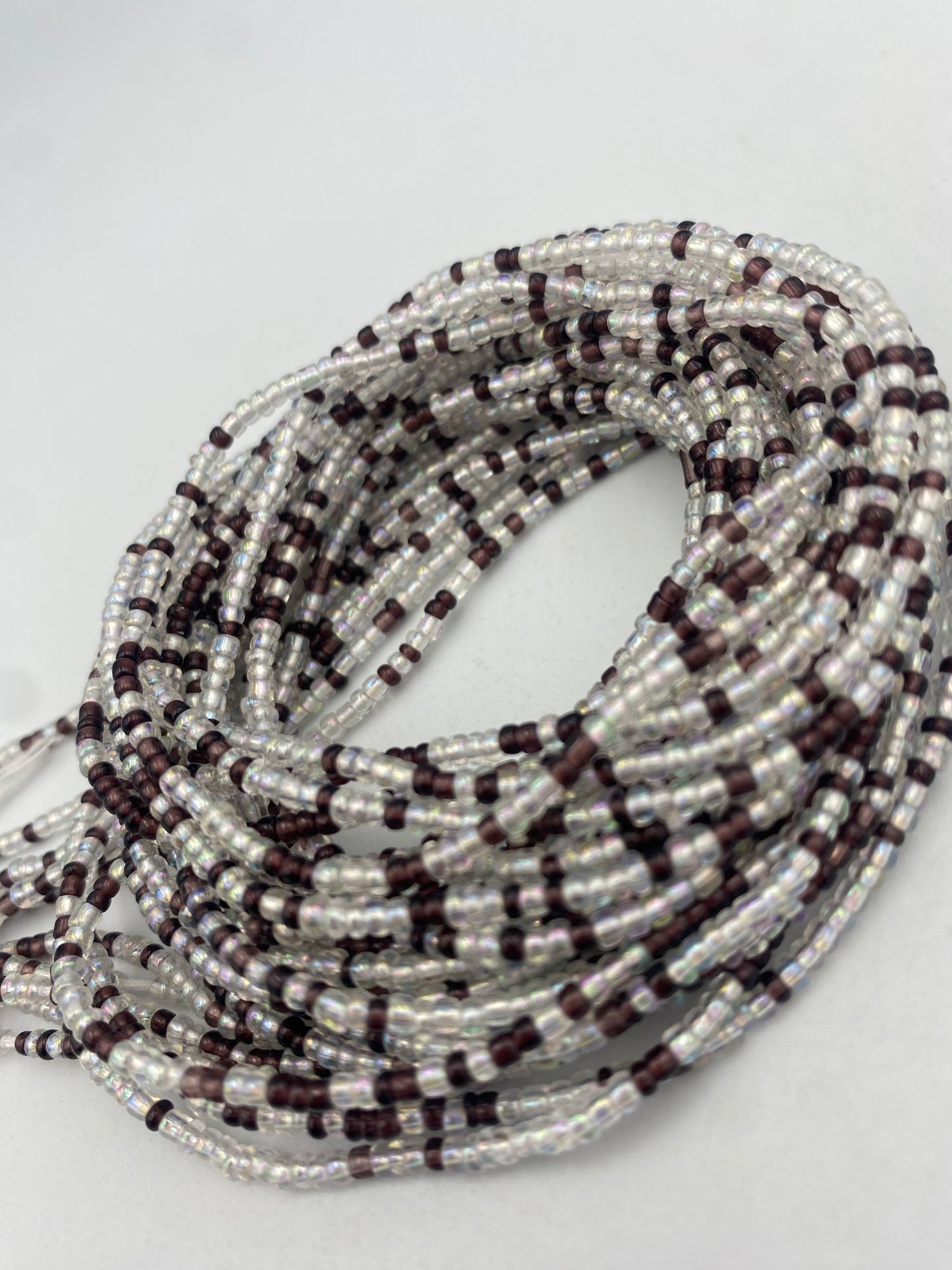 Multicolored handmade tie-on waist bead, 45-50 inches