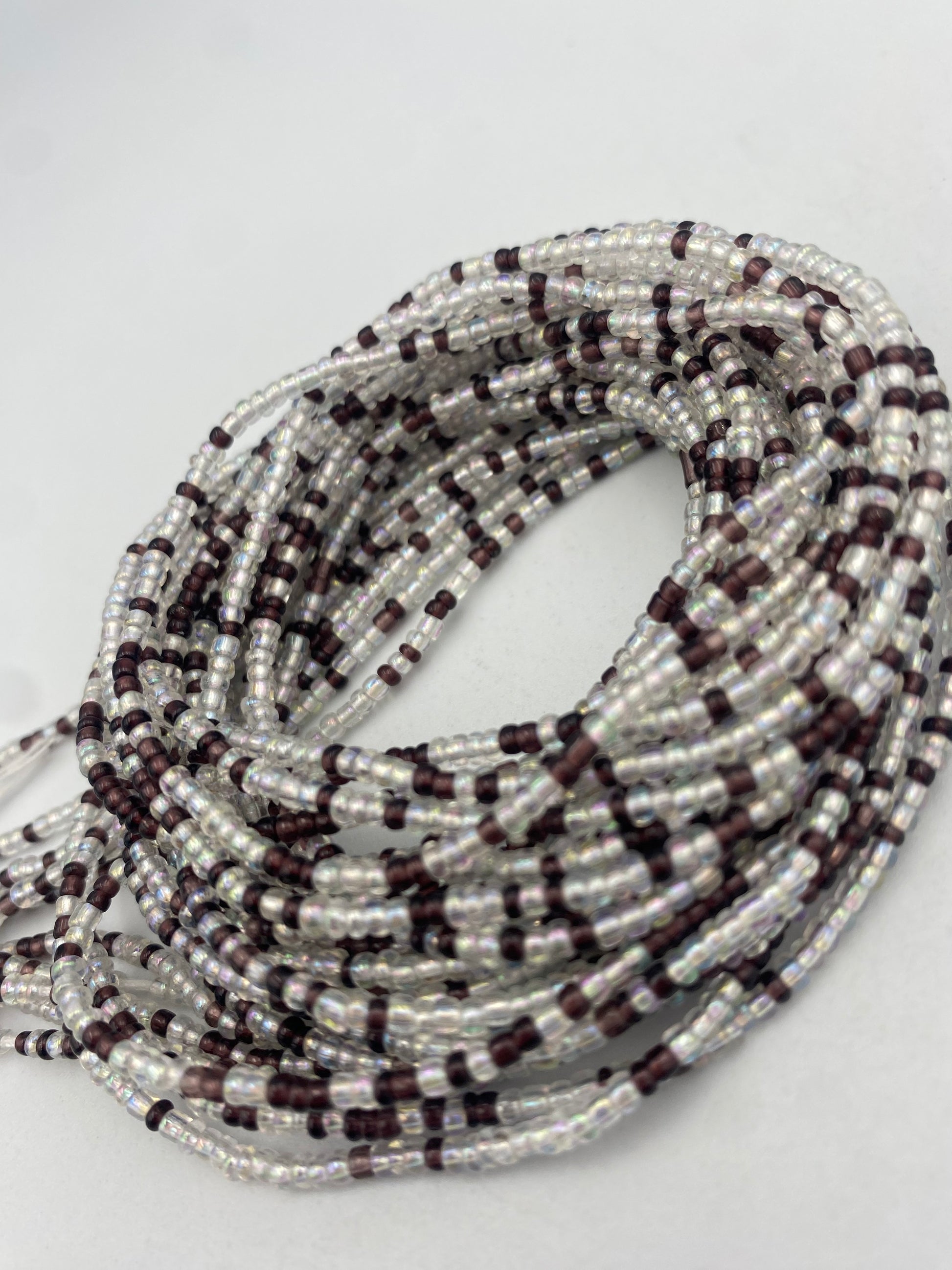 Multicolored handmade tie-on waist bead, 45-50 inches