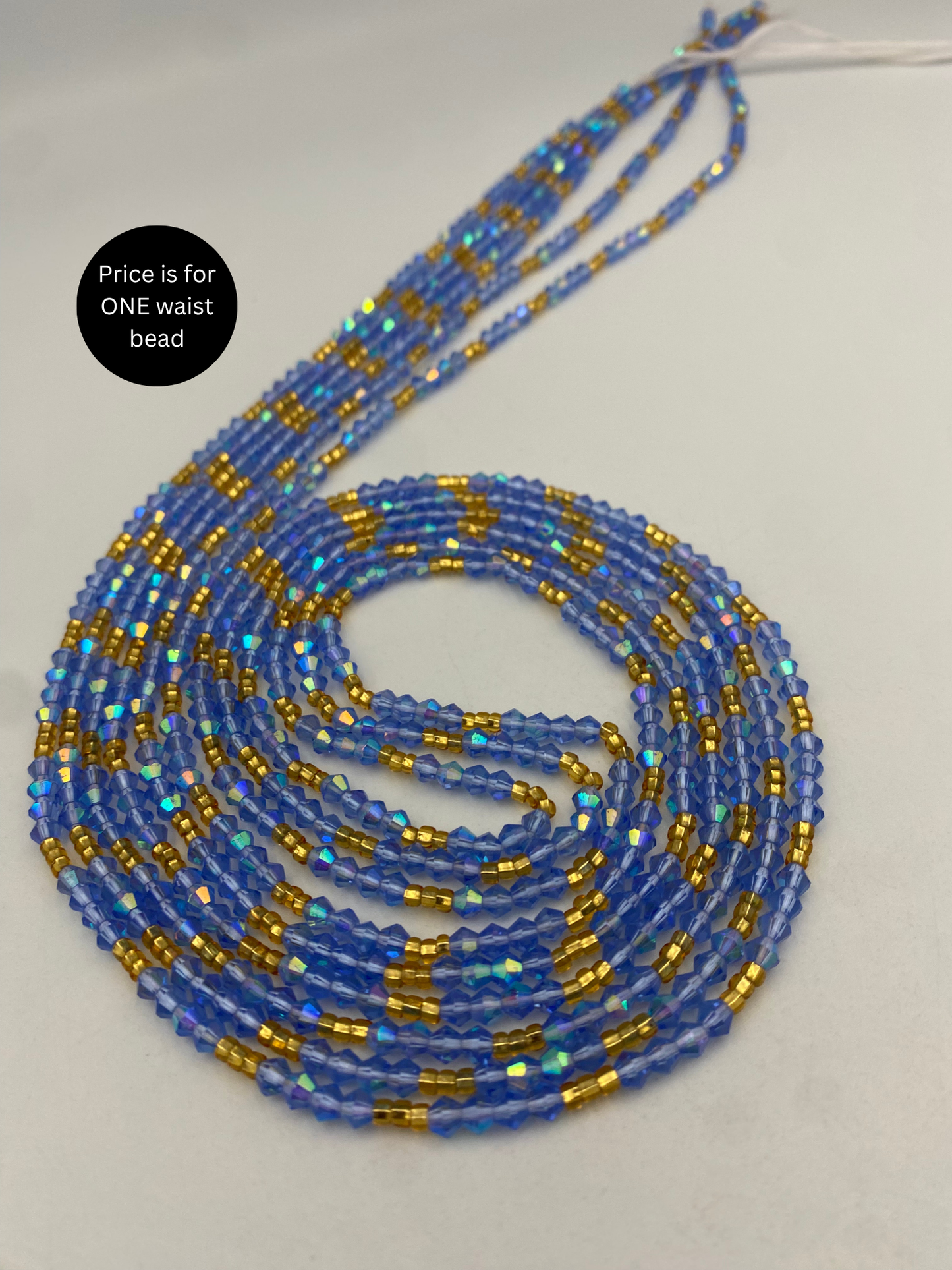 Variety of Crystal Waist Beads, Bicones, Mini crystal Waistbeads-  Choose your Color- Price Per Item - Tie On 40”-50”