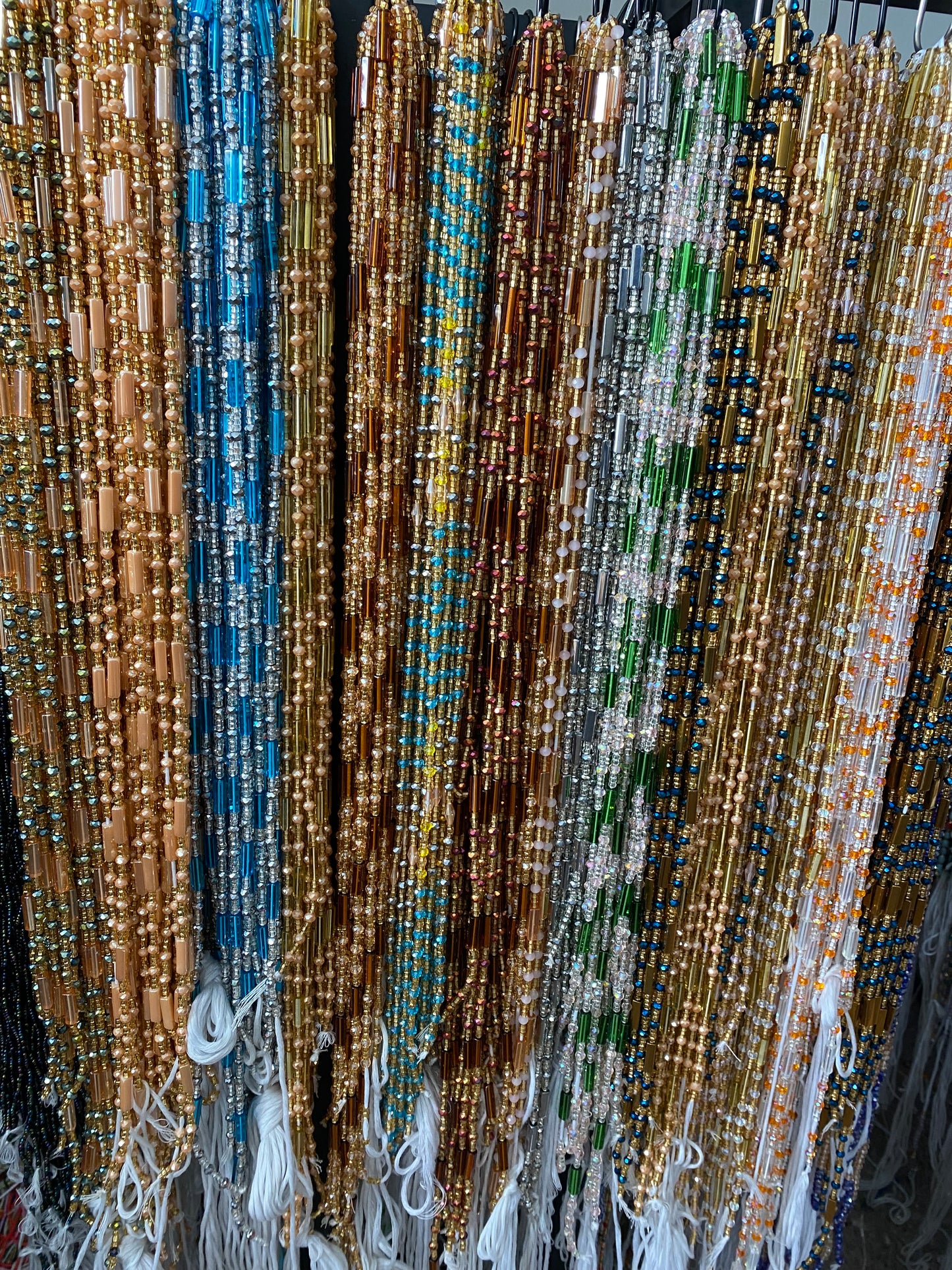 Wholesale African Waist Beads – Crystal Tie-On Strands 45”–50” (Bulk 25pcs Pack)