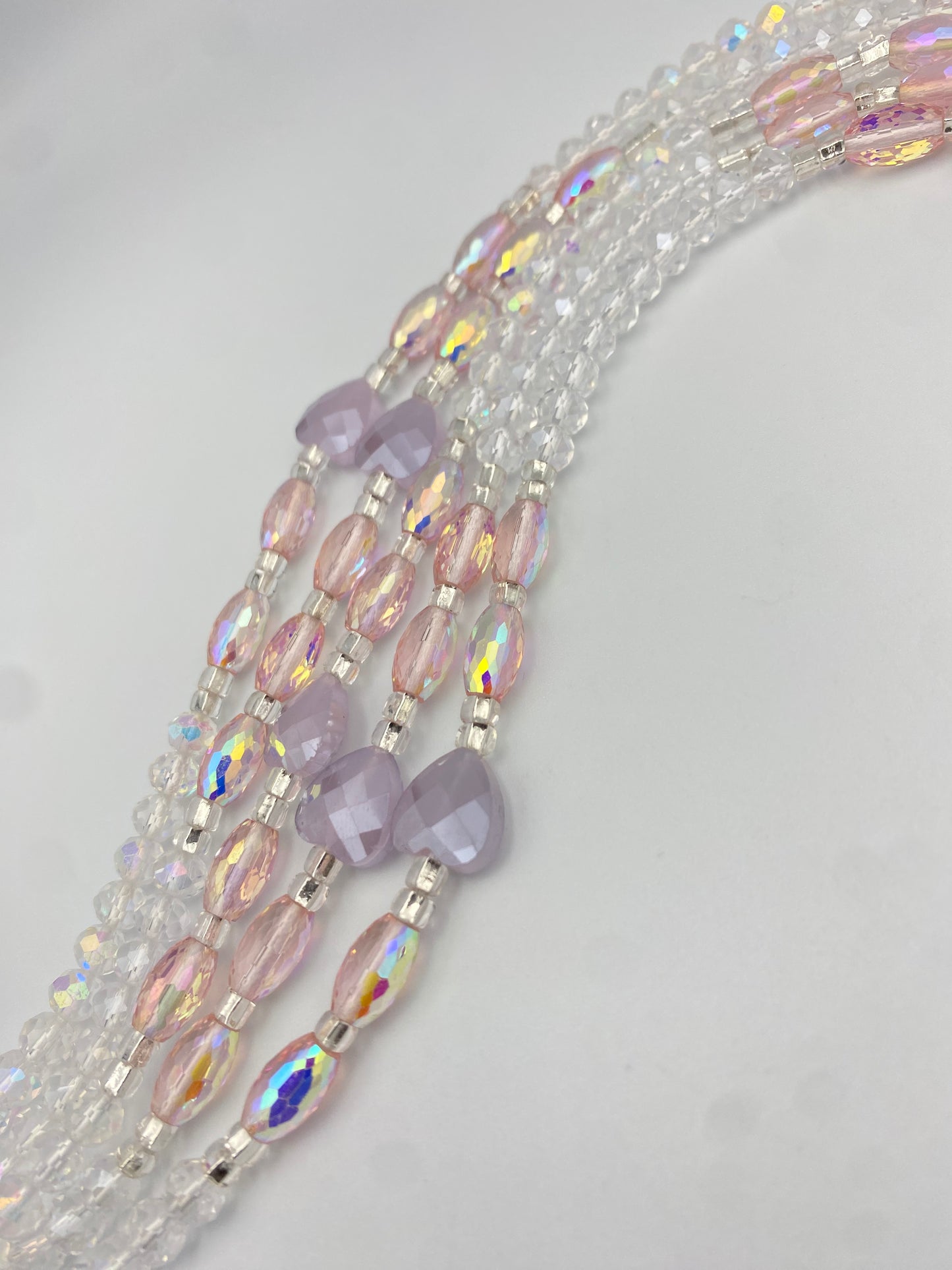 Bridal | Waist Bead for the New Year |  Waist Beads – Luxury Tie-On Beaded Jewelry | Crystal & Silver with Pink | Body Adornment & Weight Tracking- 45–Inches