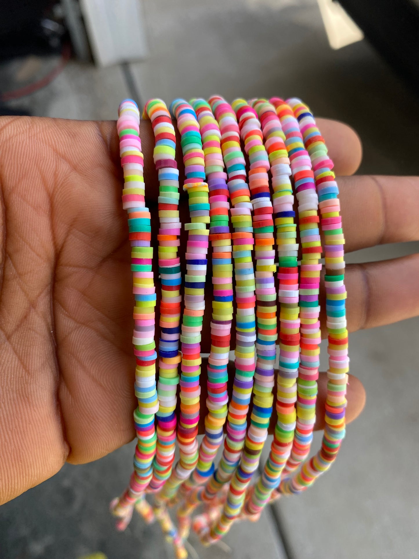 4mm 16” vinyl Heishi beads clay disc, polymer clay beads, AFRICAN vinyl Heishi beads, Disc Beads, Assorted Colors