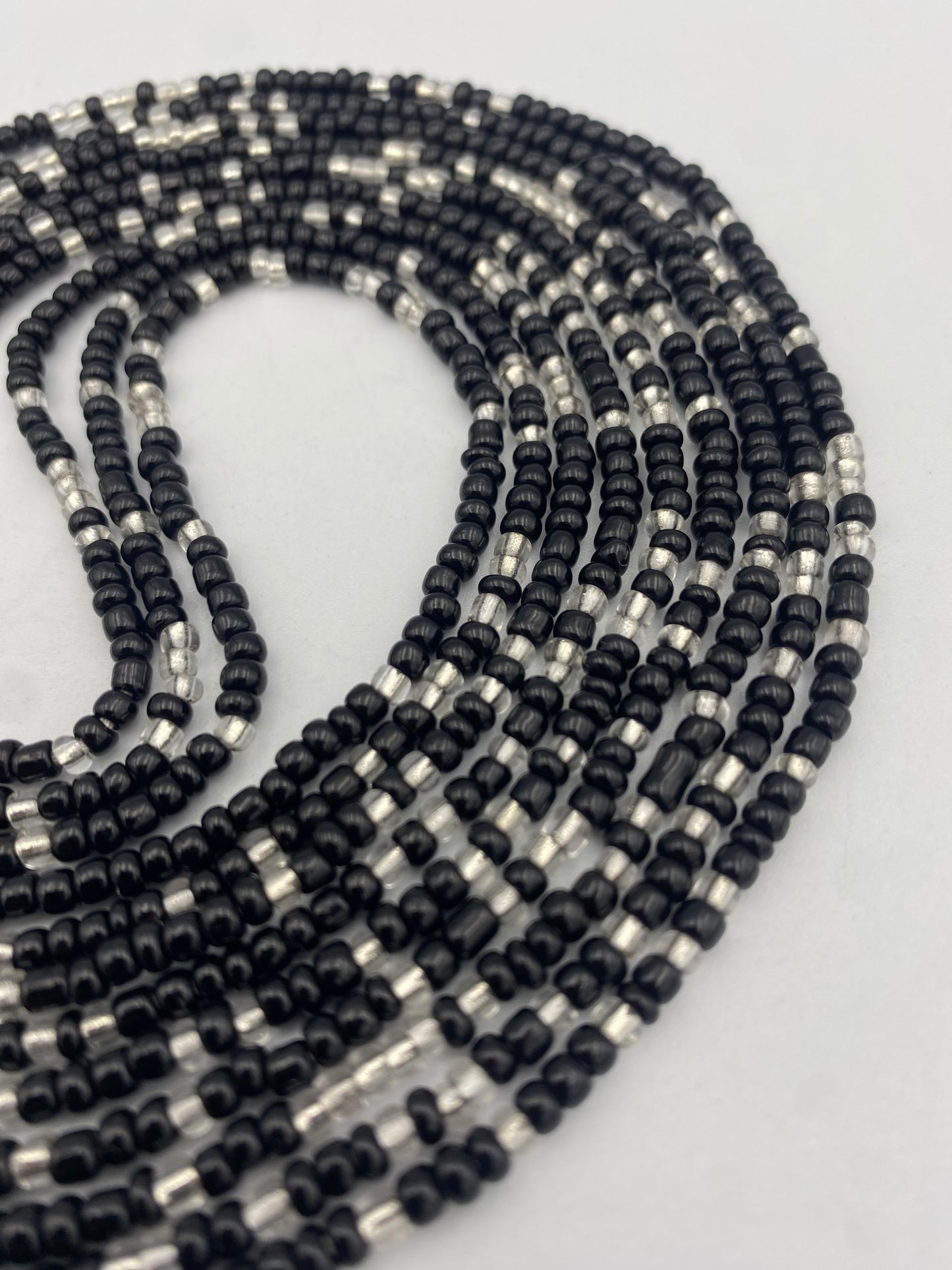 Black and Silver- Tie On Waist Bead