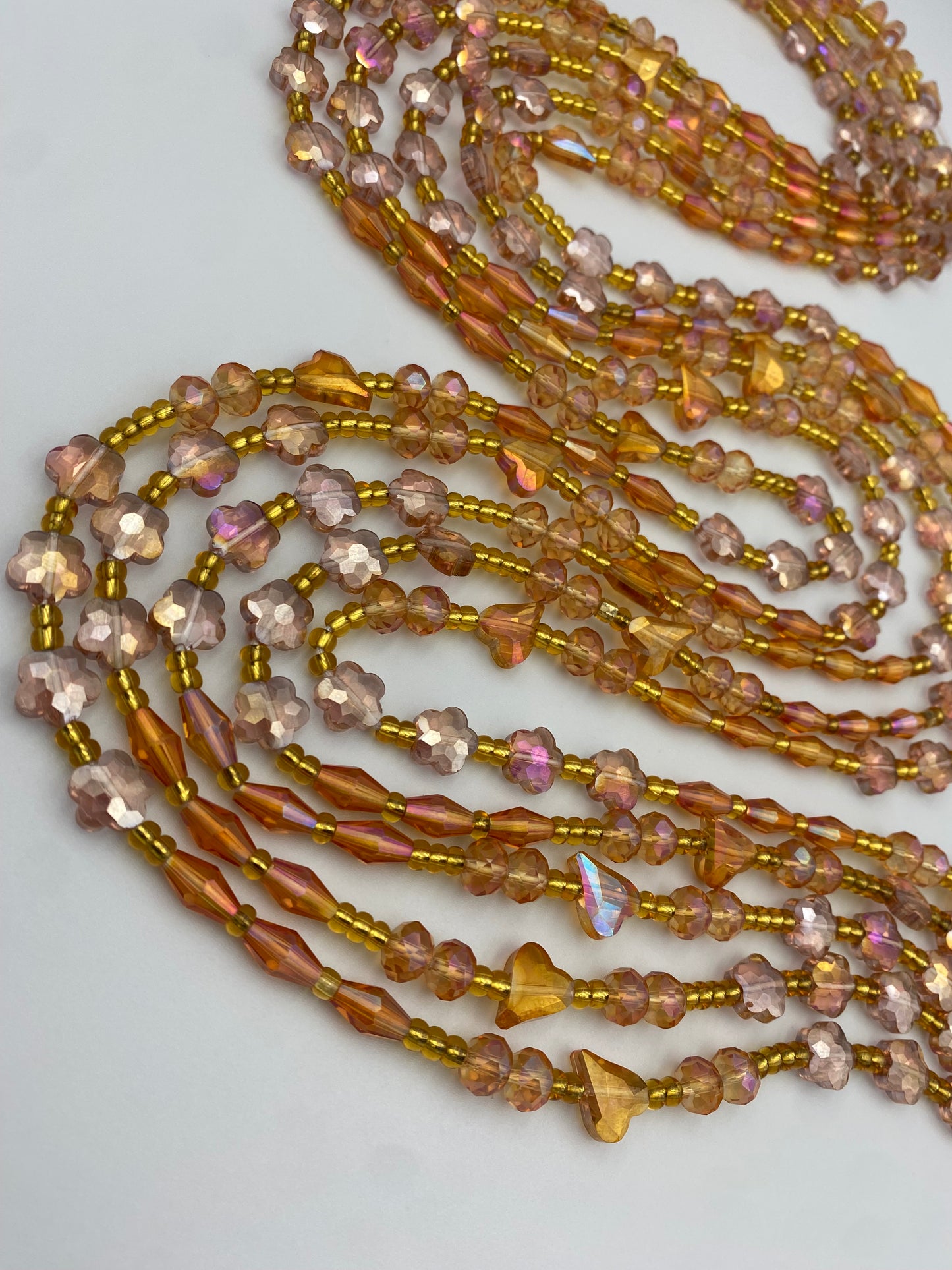 Blossom Sunset~ Luxury Crystal Waistbeads- Tie On