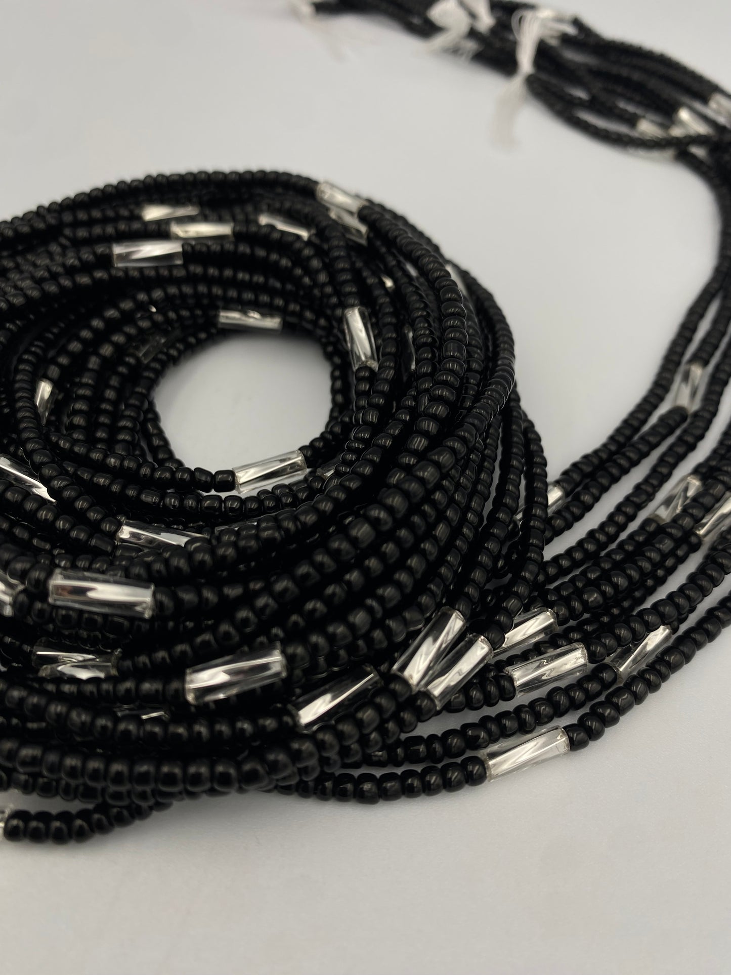 Black & Silver  Waist Beads | African Body Jewelry | Price per Waist Bead (45”-50”) – Tie-On
