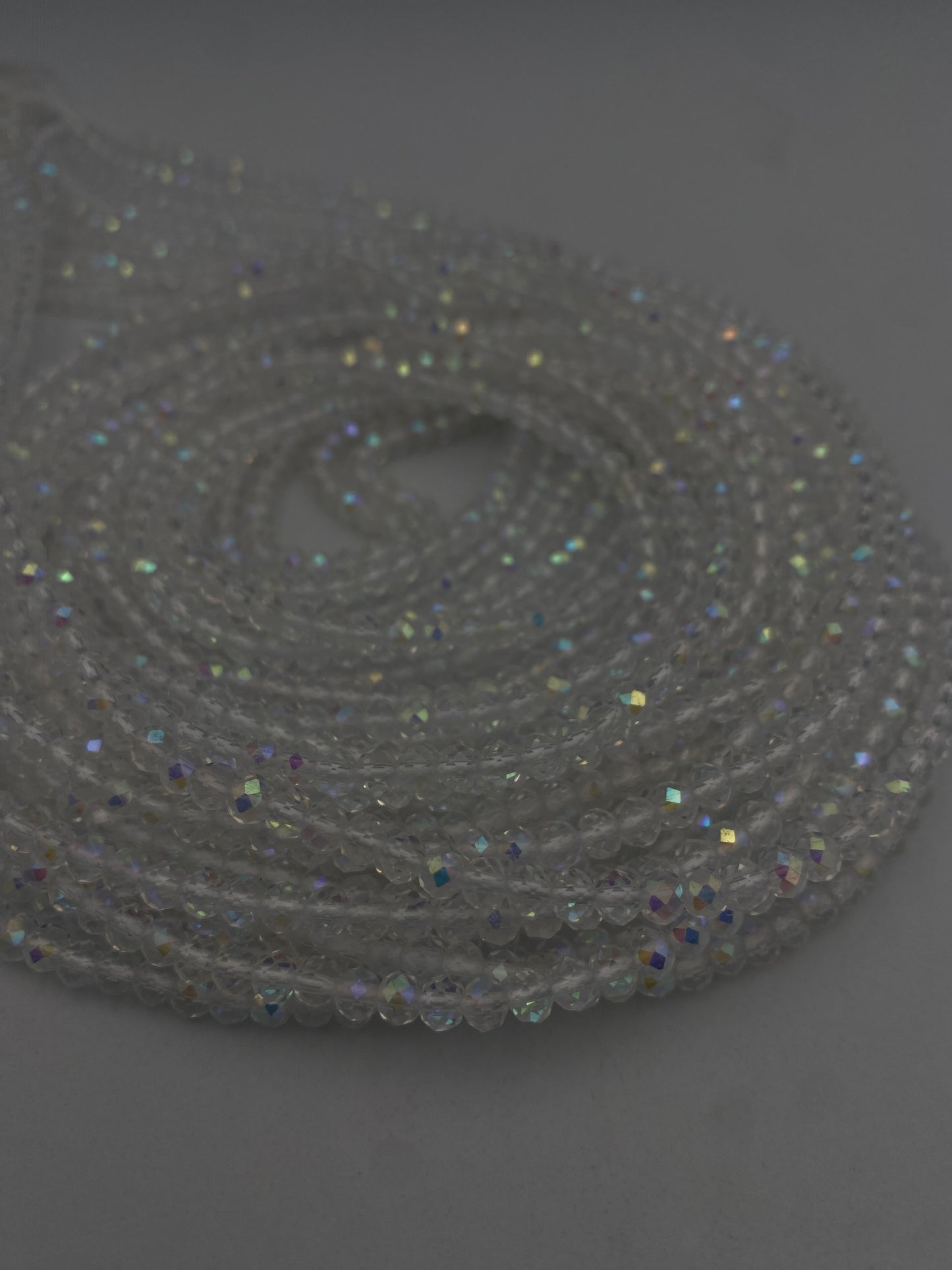 Silver Crystal WaistBeads -Clear Waist Beads African Waist Jewelry – Tie-On (45”) – Add to Cart, Buy Now – Price Per 1 Waist Bead 45”