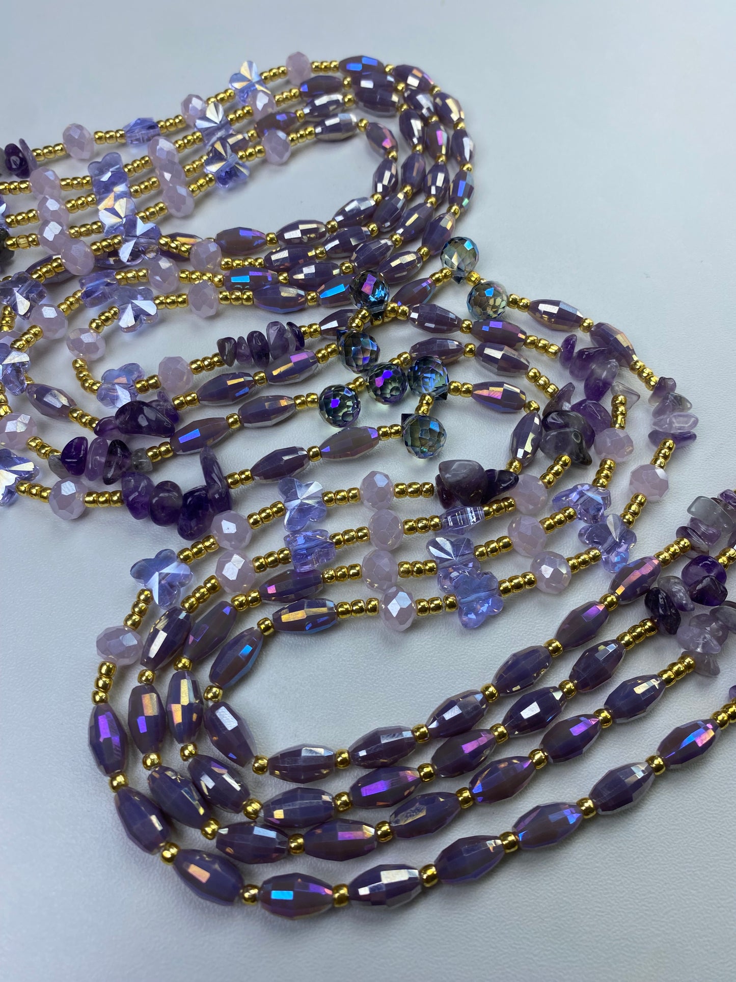 Amethyst- Luxury Crystal Waistbeads- Natural stone waistbead