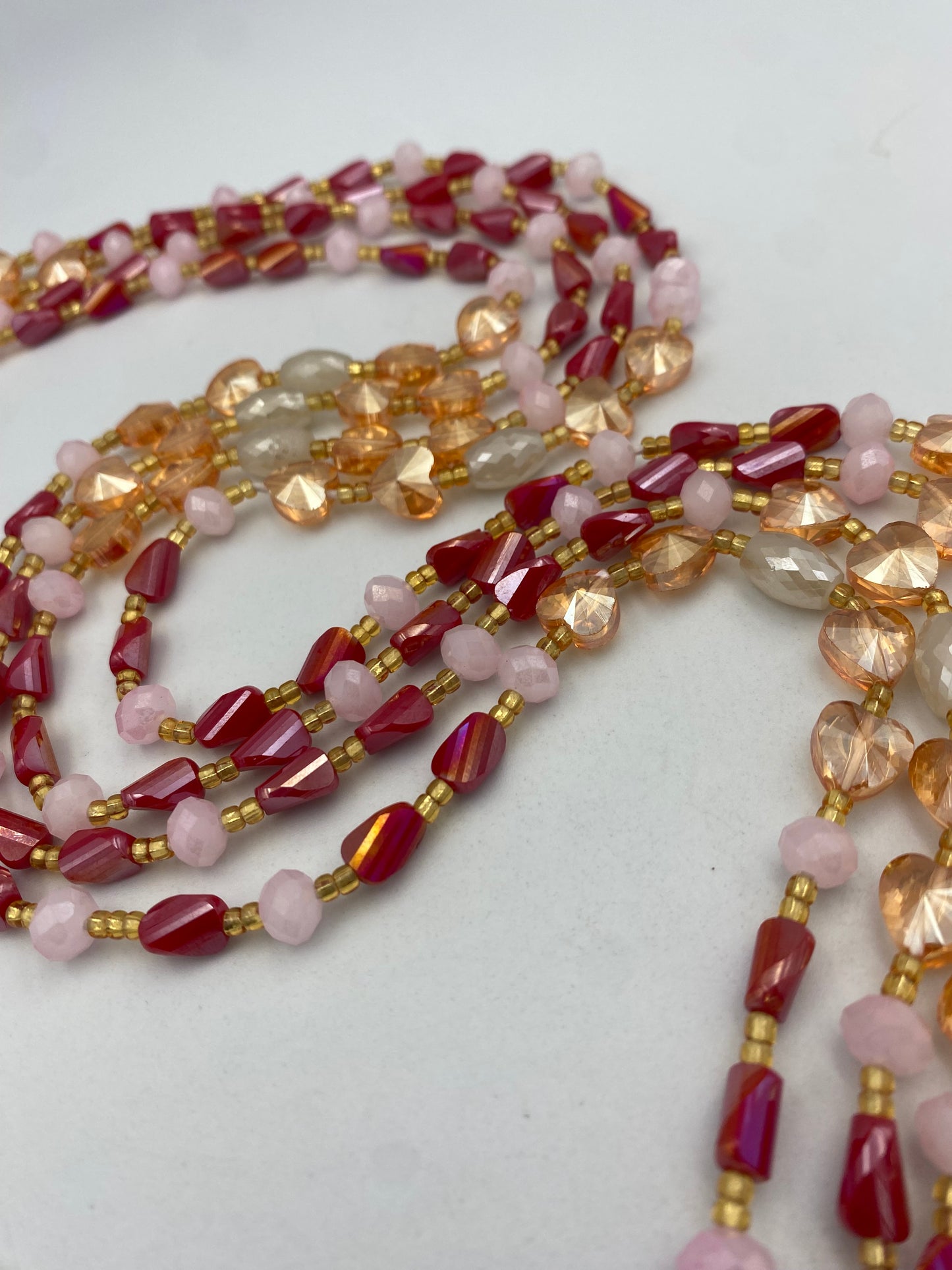 Ruby Luxury Tie-On Waist Beads | Faith-Inspired Body Jewelry | Handmade Waist Beads for Women 45Inches |