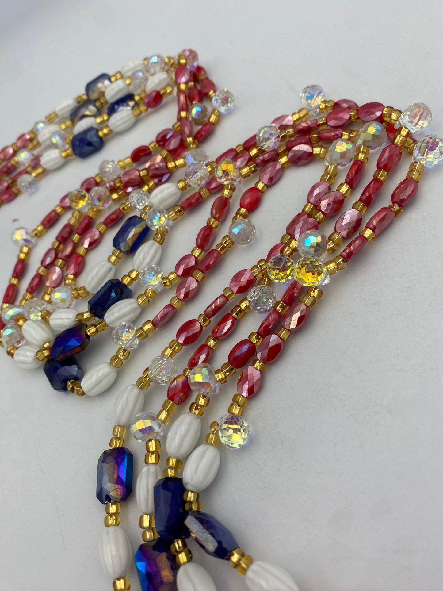 Red Crystal Waist Bead | Waist Beads – Luxury Tie-On Beaded Jewelry | Body Adornment & Weight Tracking | Price Per Item | 45–Inches