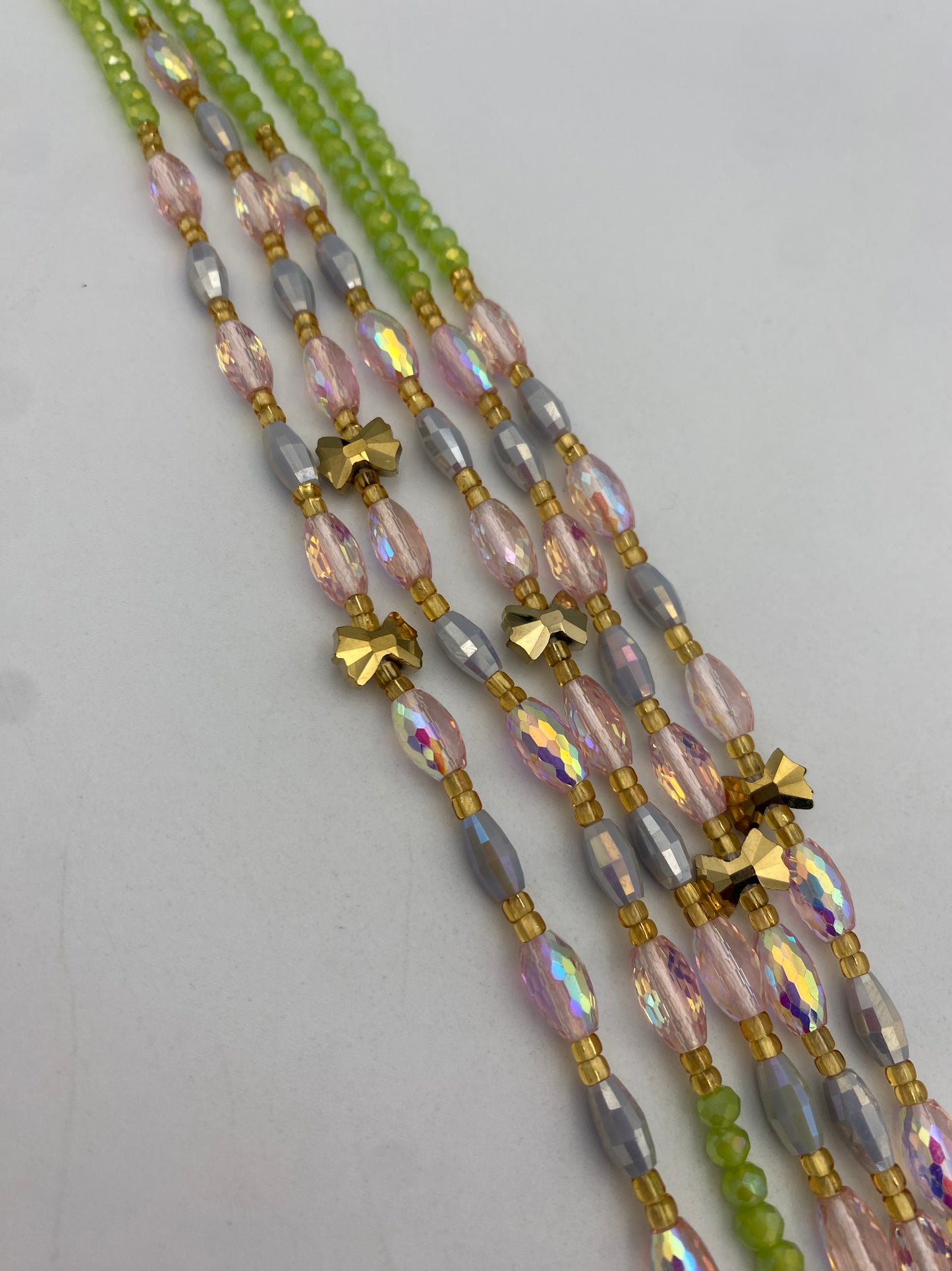 Lime Green Crystal Waist Bead | Waist Beads – Luxury Tie-On Beaded Jewelry | Body Adornment & Weight Tracking | Price Per Item | 45–Inches