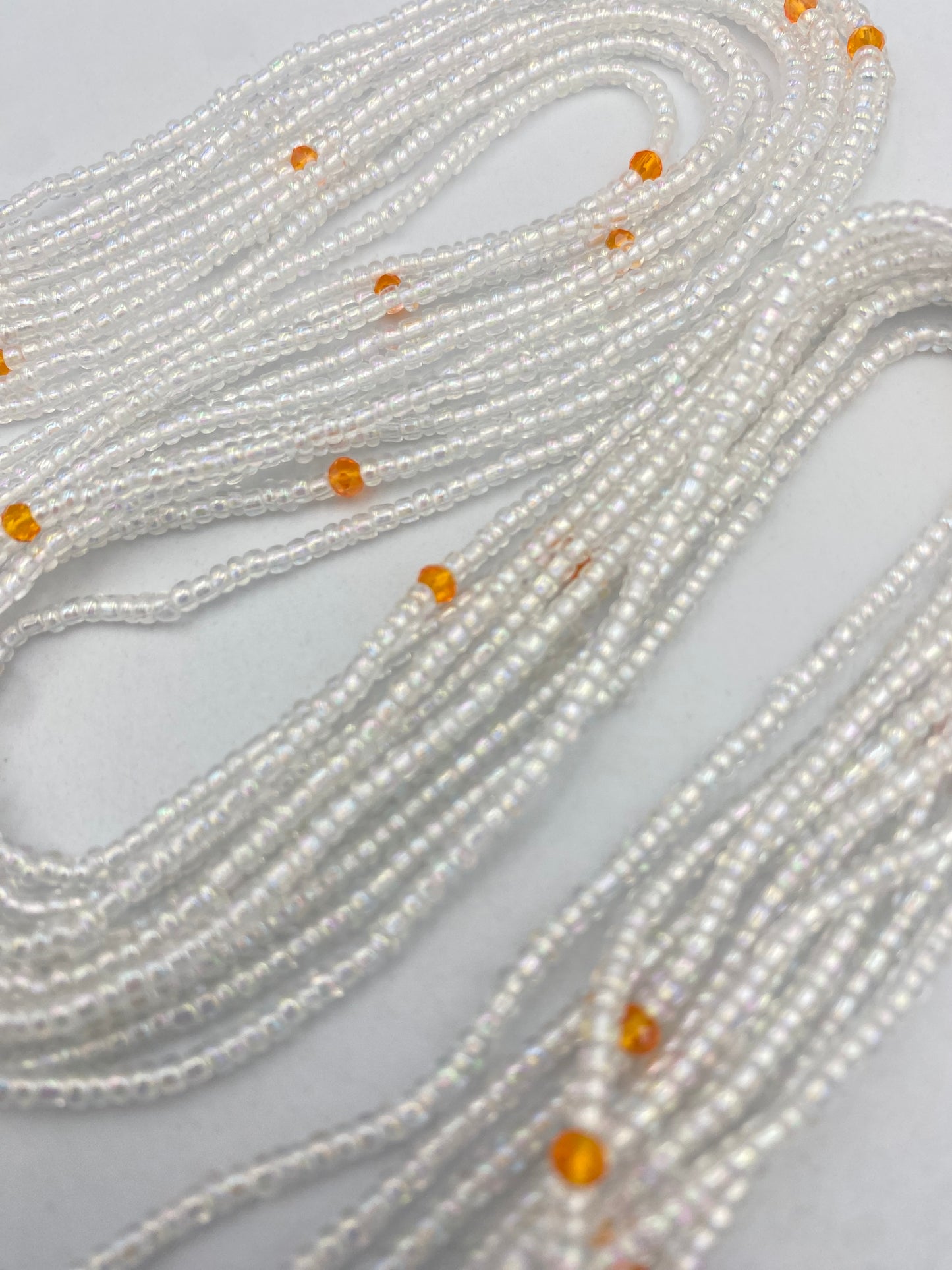 Multicolored handmade tie-on waist bead, 45-50 inches