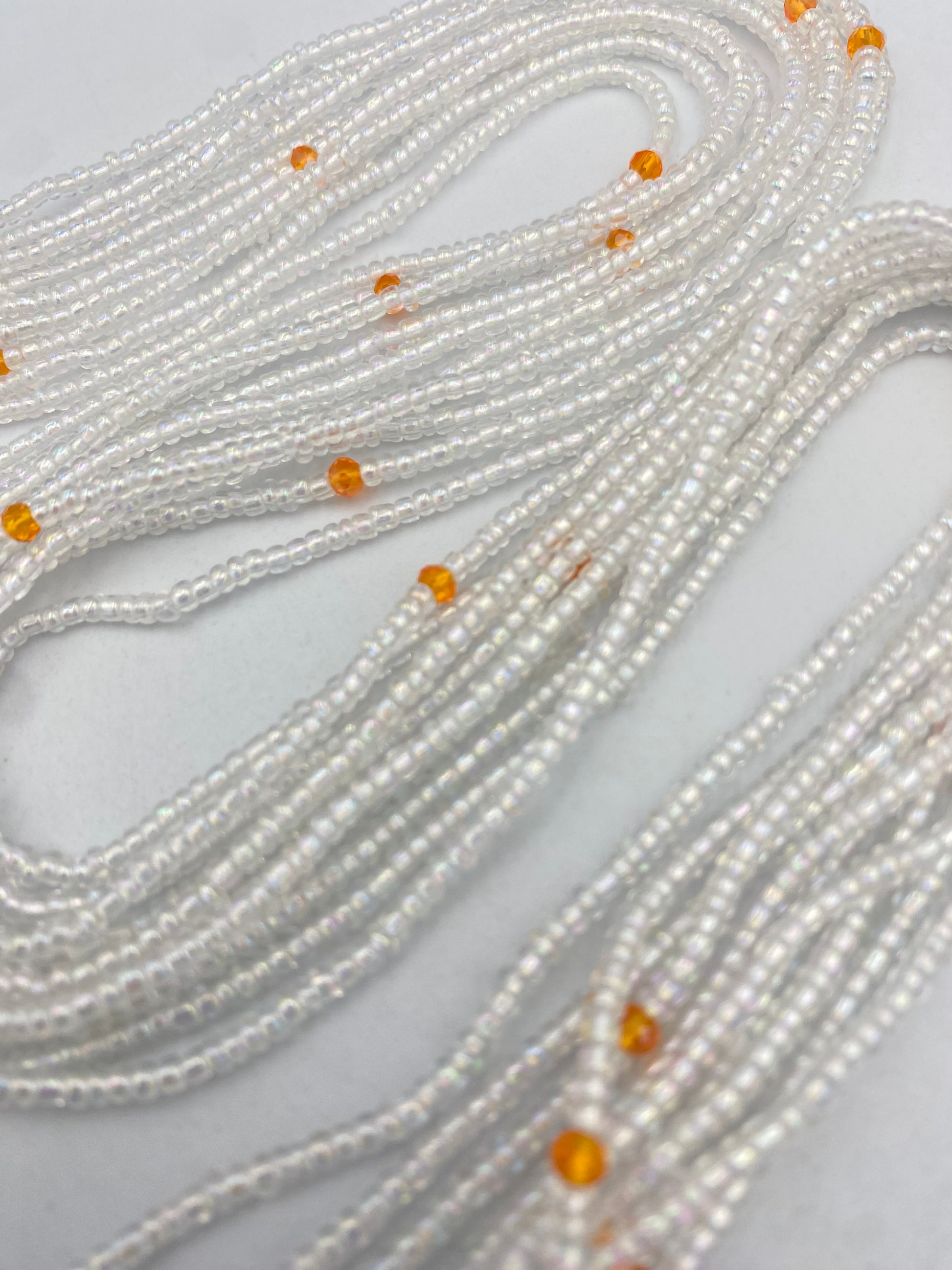 Multicolored handmade tie-on waist bead, 45-50 inches
