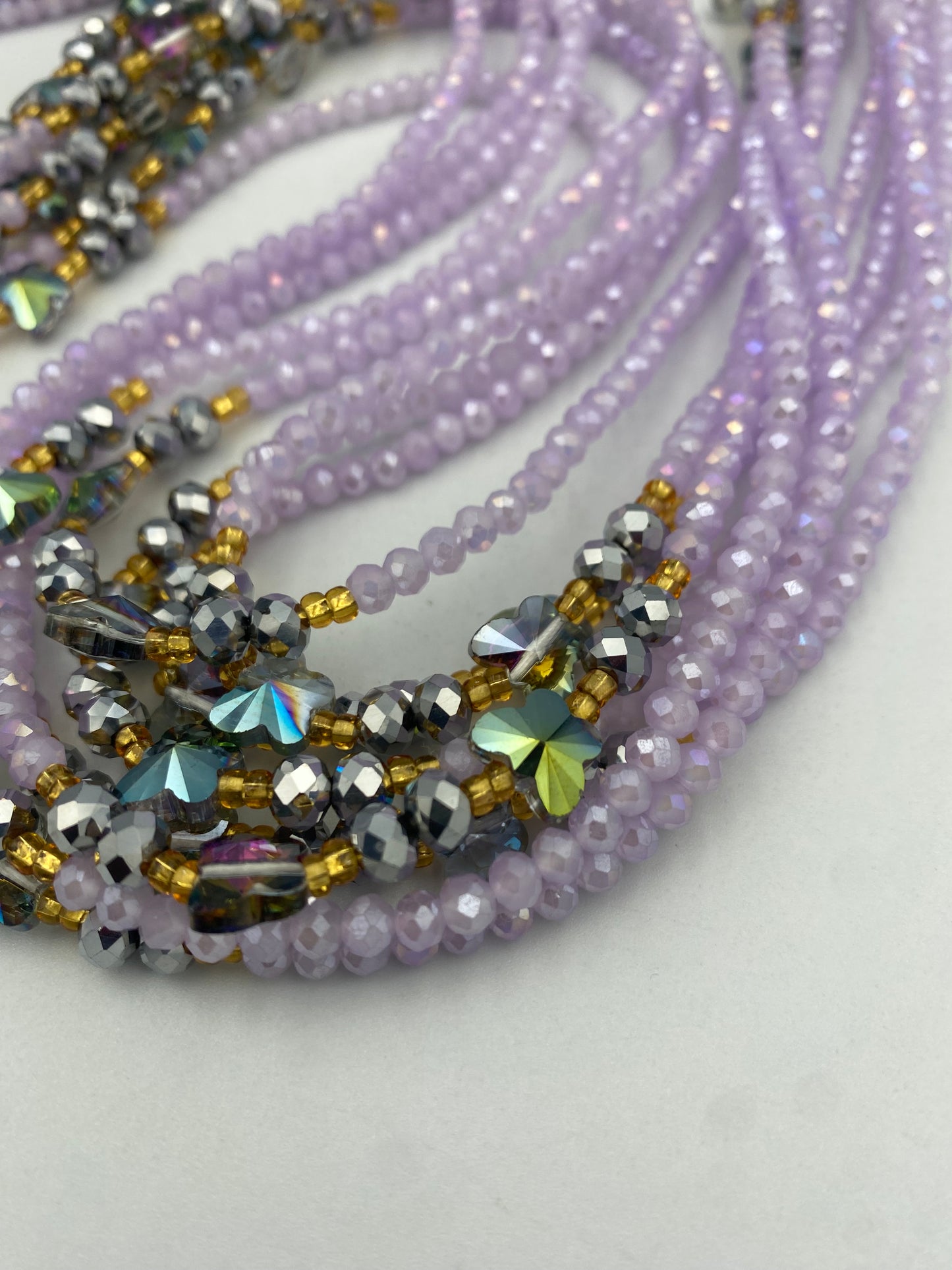 Lavender Royalty Crystal Waist Bead- Price per WaistBead- Tie On 45”-50