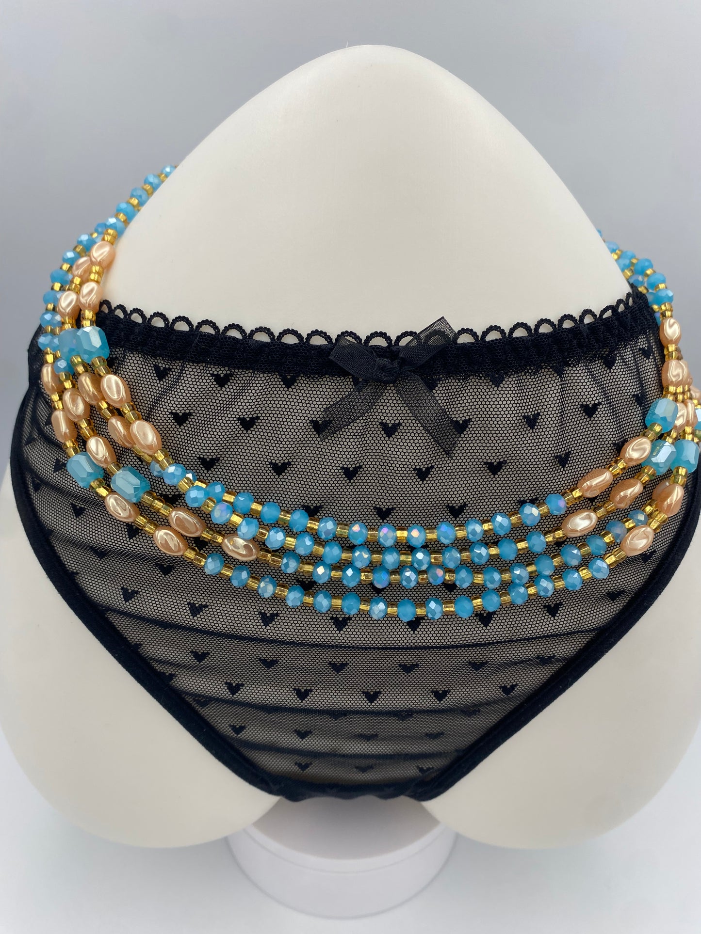 Blue Crystal Waist Bead- Tie on
