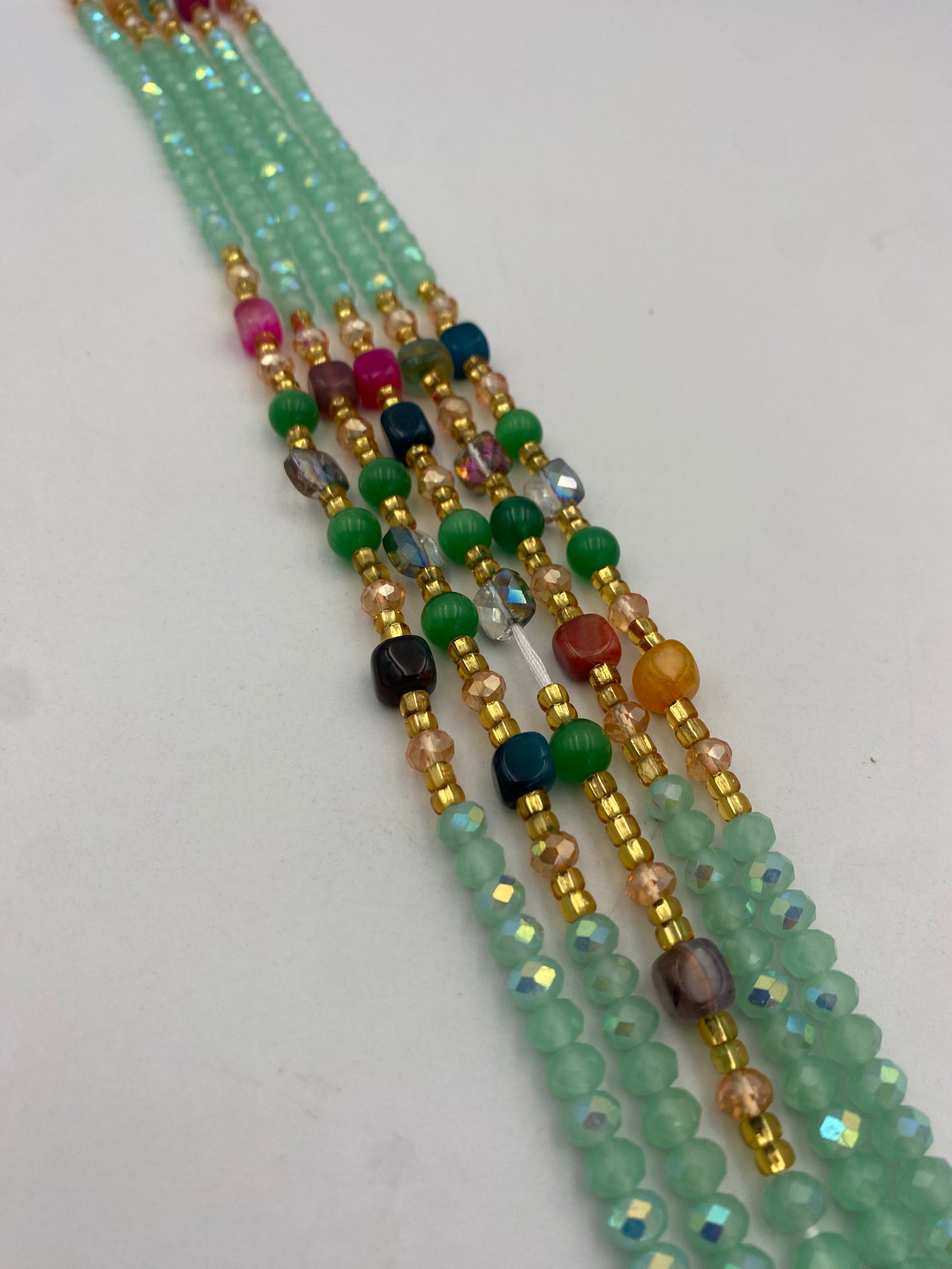 Joy~ Mint Green Crystal Waist Bead | Waist Beads – Luxury Tie-On Beaded Jewelry | Green | Body Adornment & Weight Tracking | Price Per Item | 45–Inches
