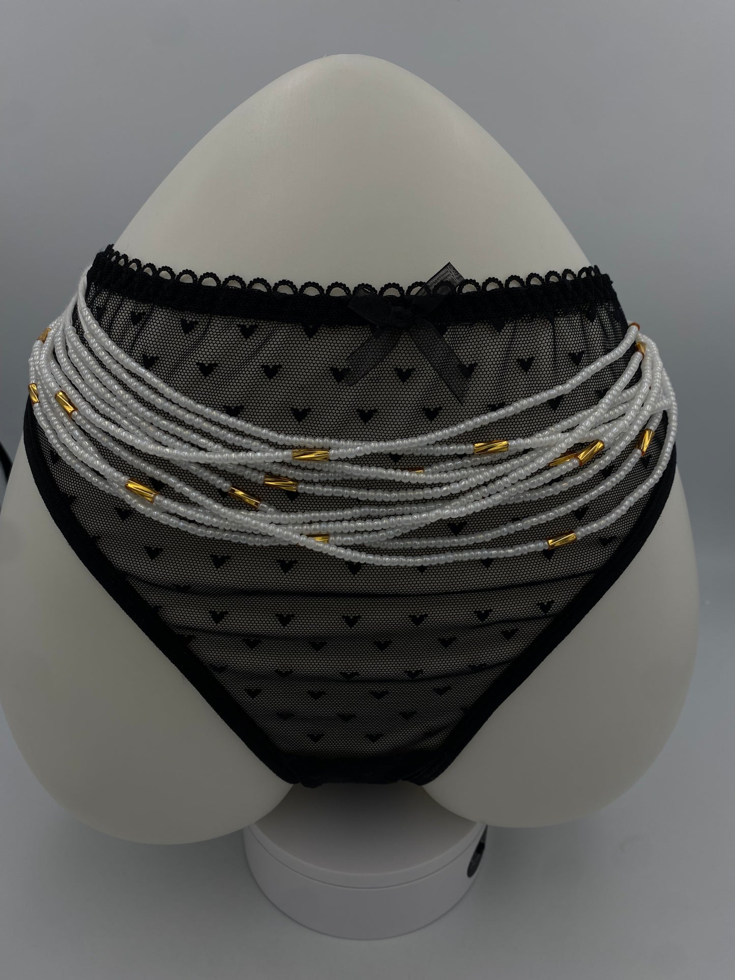 Luxury White & Gold Waist Beads | African Body Jewelry | Price per Waist Bead (45”-50”) – Tie-On