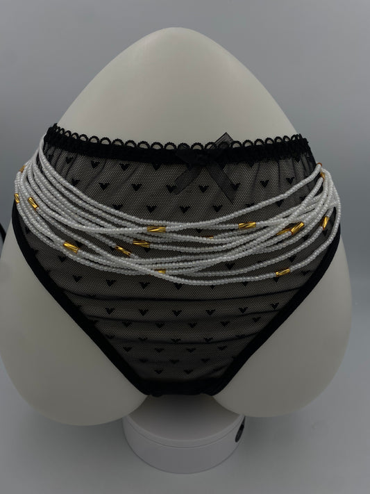 Luxury White & Gold Waist Beads | African Body Jewelry | Price per Waist Bead (45”-50”) – Tie-On