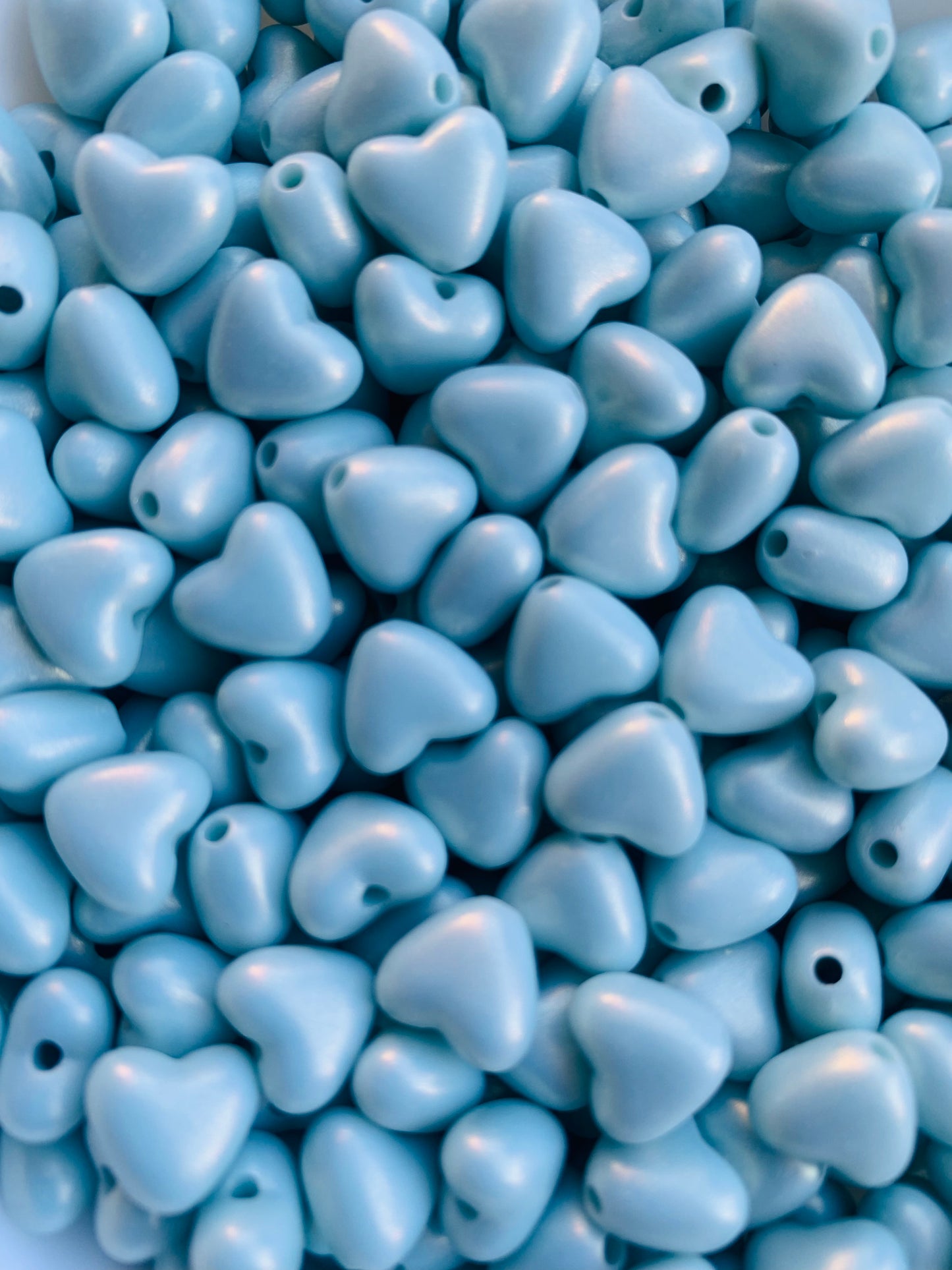 Heart Beads,  Acrylic Heart Beads, Plastic Heart Shape Beads, Vertical Hole Hearts - 100 Pcs