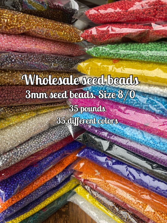 Wholesale Beads- 3mm- seed beads, Size 8/0 , Glass Seed Beads, Rocaille, Beads. Assorted - Jewelry Making- Beaded Jewelry- 35lbs