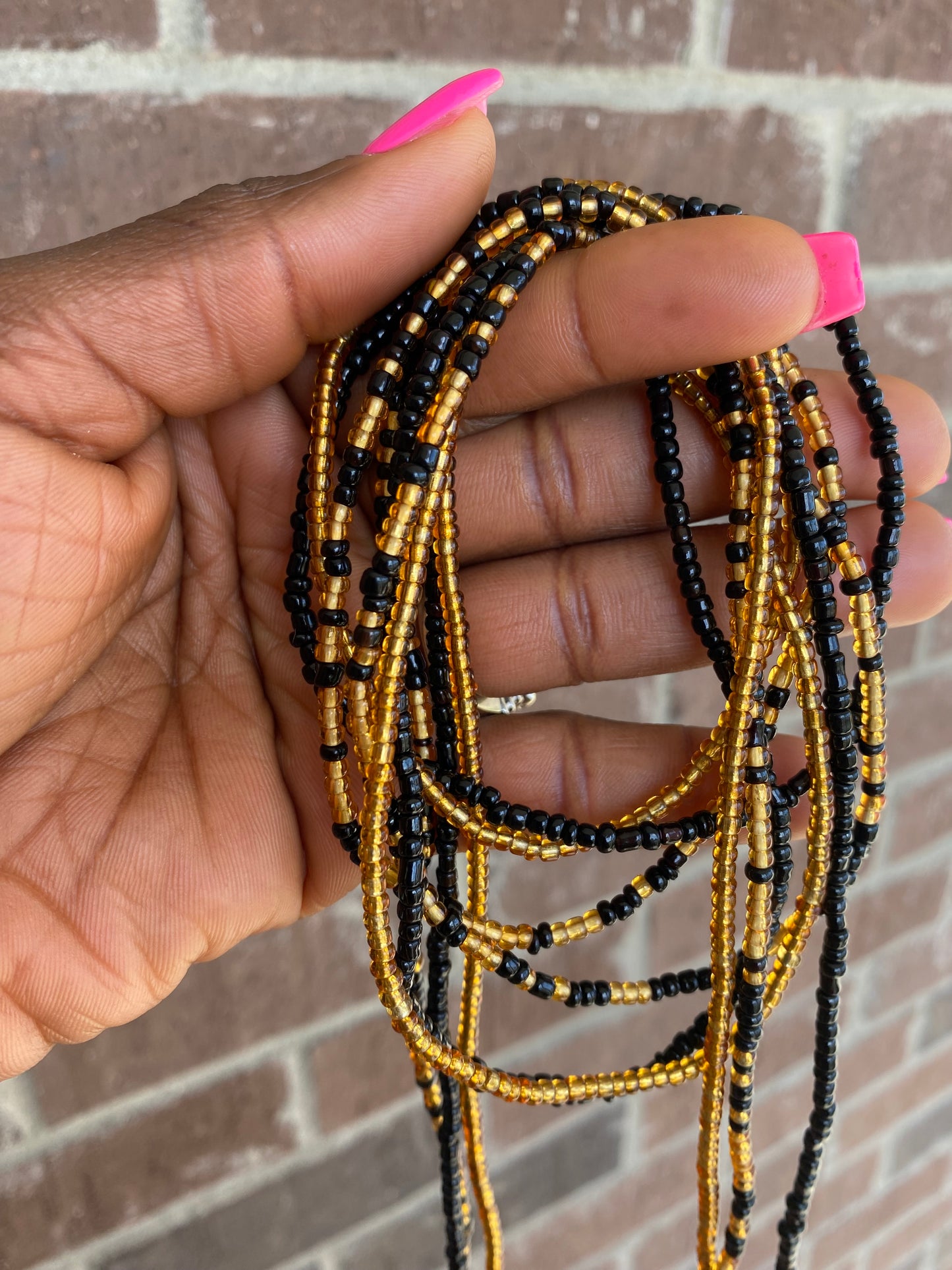 3 Pc Black & Gold Waist Beads Set