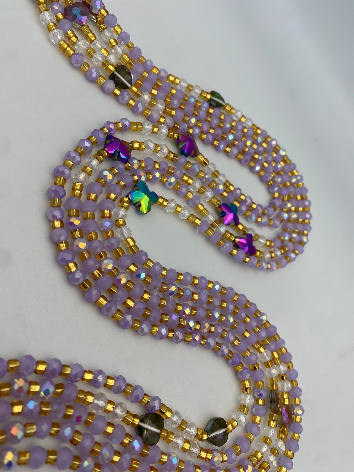 Lavender- Purple | Waist Bead Weightloss |  Waist Beads – Luxury Tie-On Beaded Jewelry | Crystal WaistBead  | Body Adornment & Weight Tracking- 45–Inches | Ma Cherie