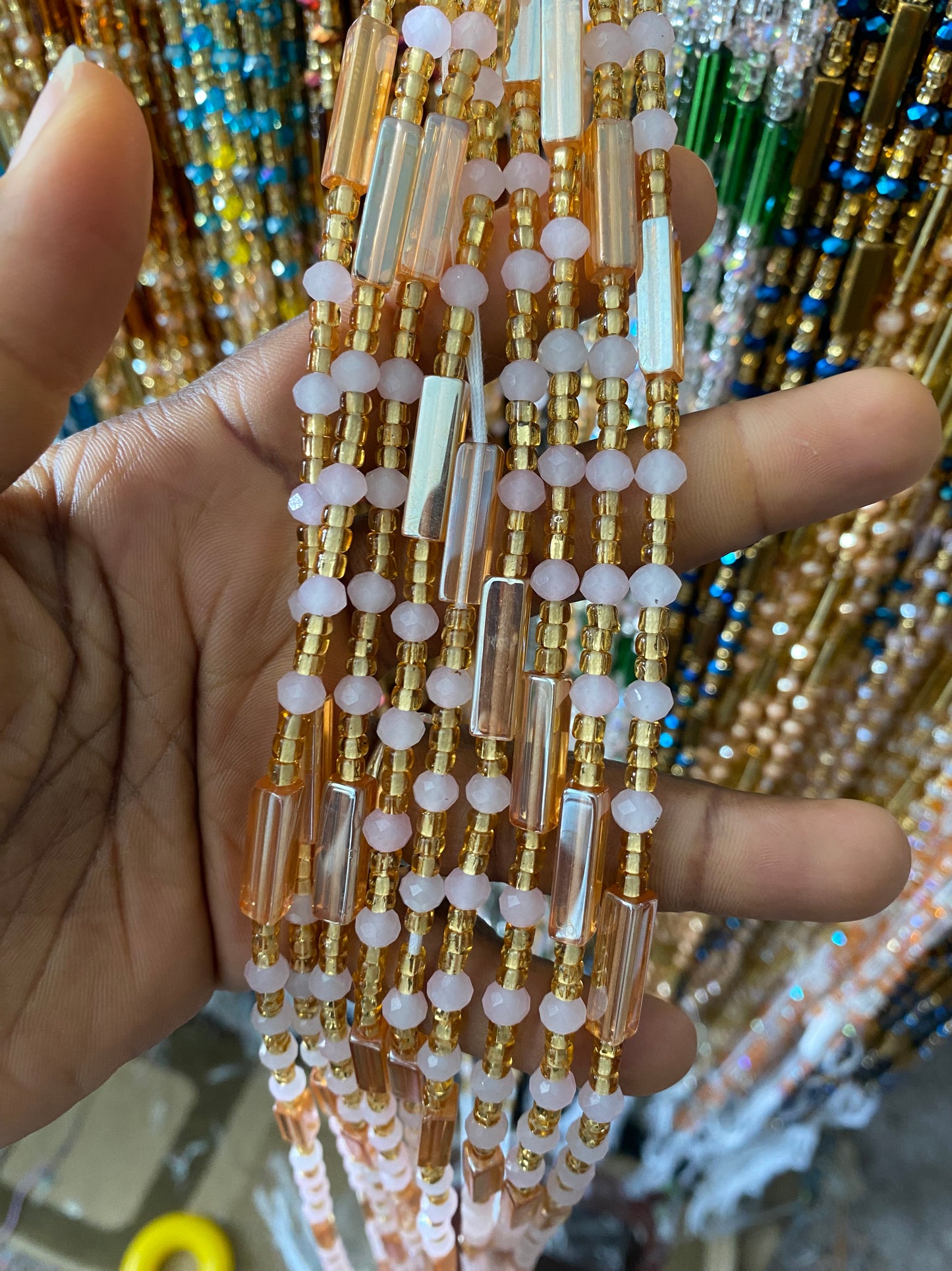 Wholesale African Waist Beads – Crystal Tie-On Strands 45”–50” (Bulk 25pcs Pack)