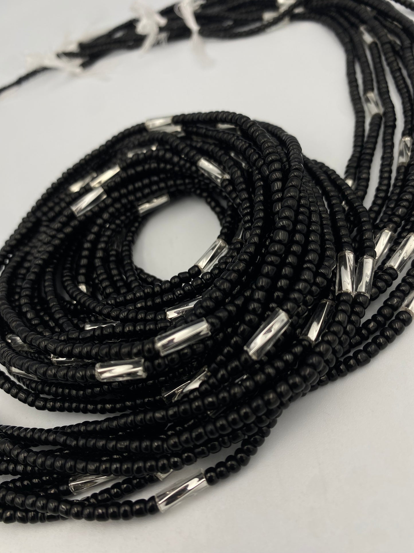Black & Silver  Waist Beads | African Body Jewelry | Price per Waist Bead (45”-50”) – Tie-On