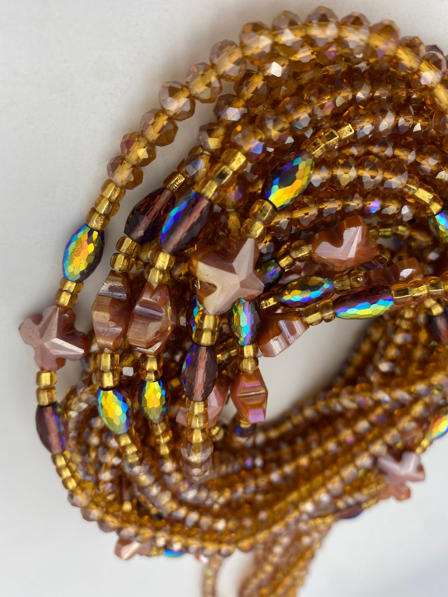 Brown Crystal Waist Bead | Waist Beads – Luxury Tie-On Beaded Jewelry  | Body Adornment & Weight Tracking | Price Per Item | 45–Inches