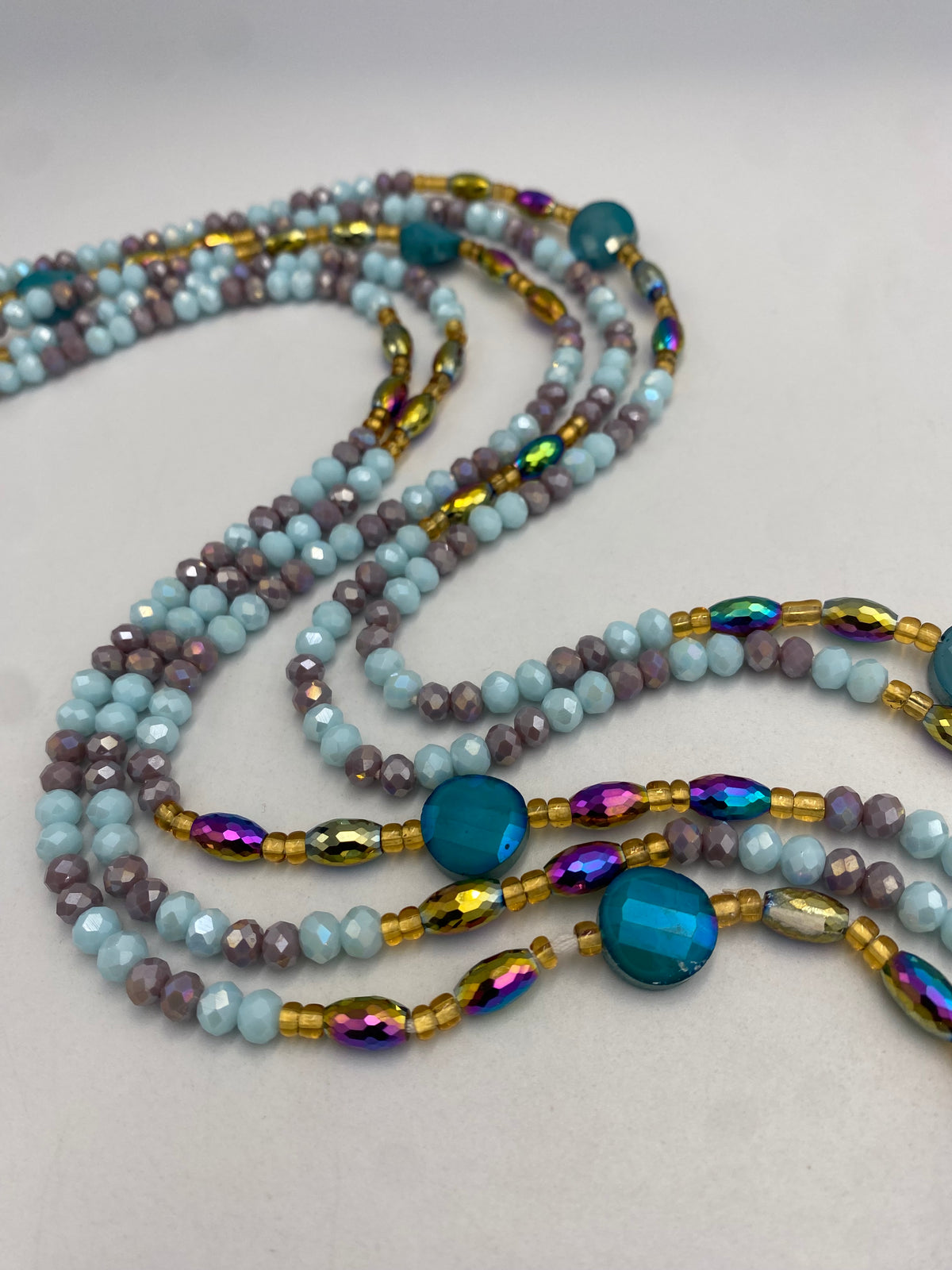 Blue & Gray Luxury Crystal Waist Bead 45”| 1 PC