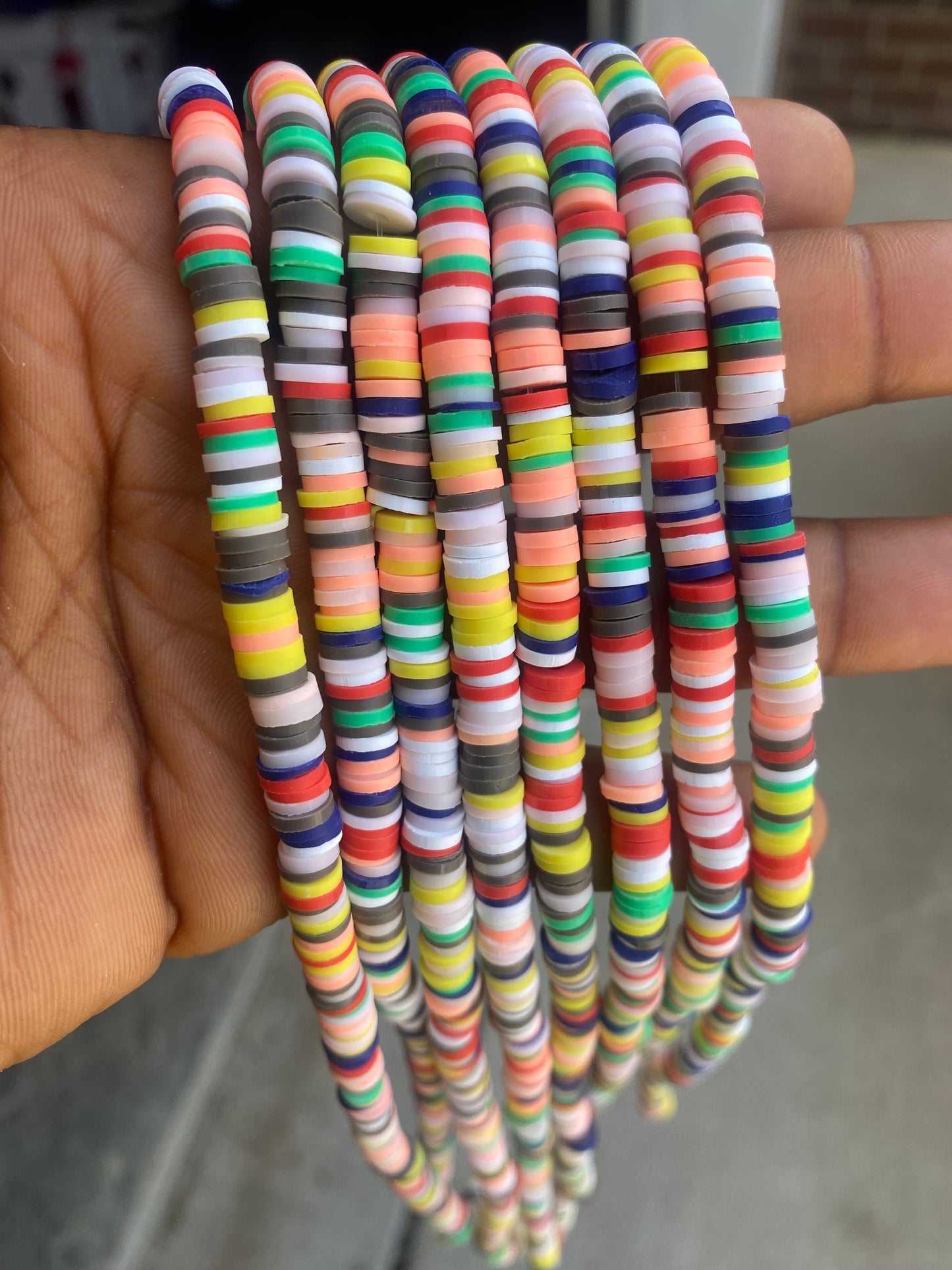 6mm 16” vinyl Heishi beads clay disc, polymer clay beads, AFRICAN vinyl Heishi beads, Disc Beads, Assorted Colors