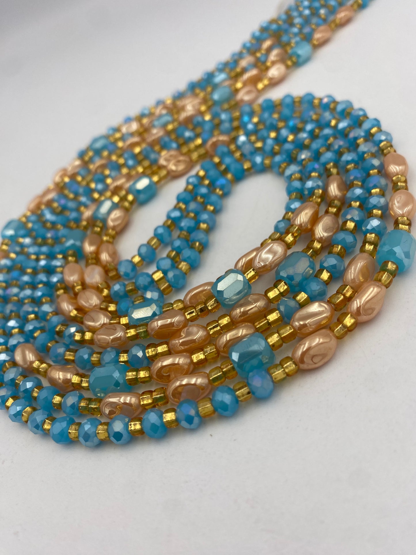 Blue Crystal Waist Bead- Tie on