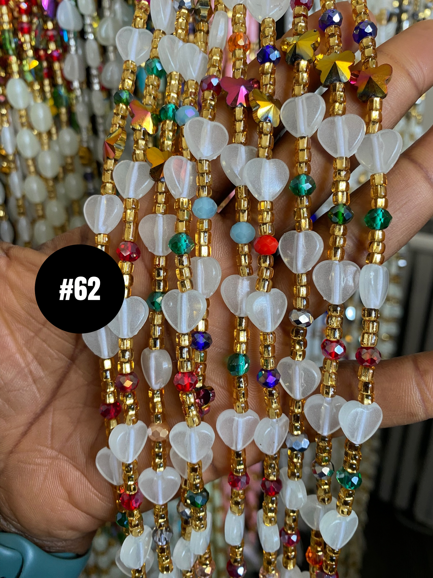 Soft Glow in the Dark  Waist Bead  waistBeads-  Tie On Waist Beads- 45”-50.