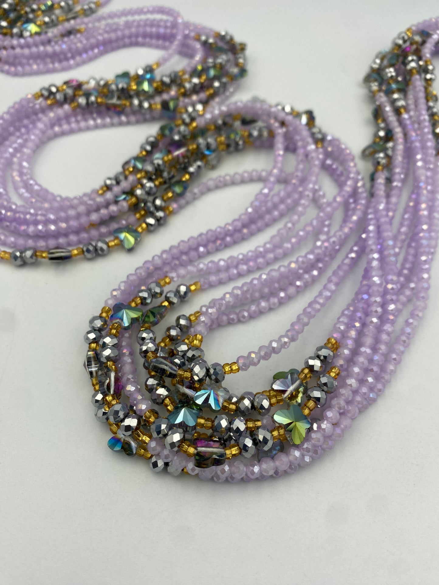 Lavender Royalty Crystal Waist Bead- Price per WaistBead- Tie On 45”-50