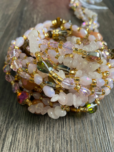 Rose Quartz - Luxury Crystal Waistbeads- Natural stone waistbead