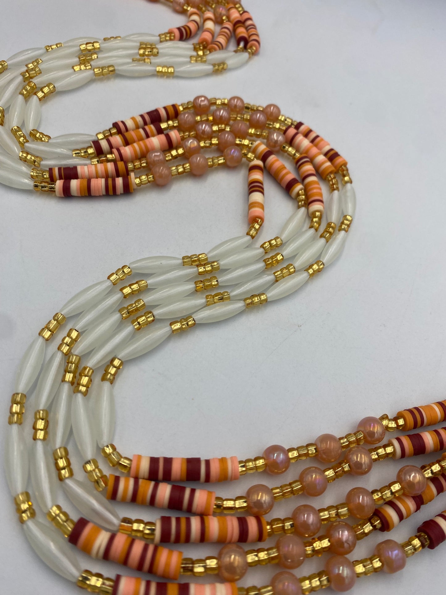 Subtle Glow in the dark Waist Beads- Heart  | Love  | African Waistbeads-Tie On 45"- 50"- Price Per Waist Bead