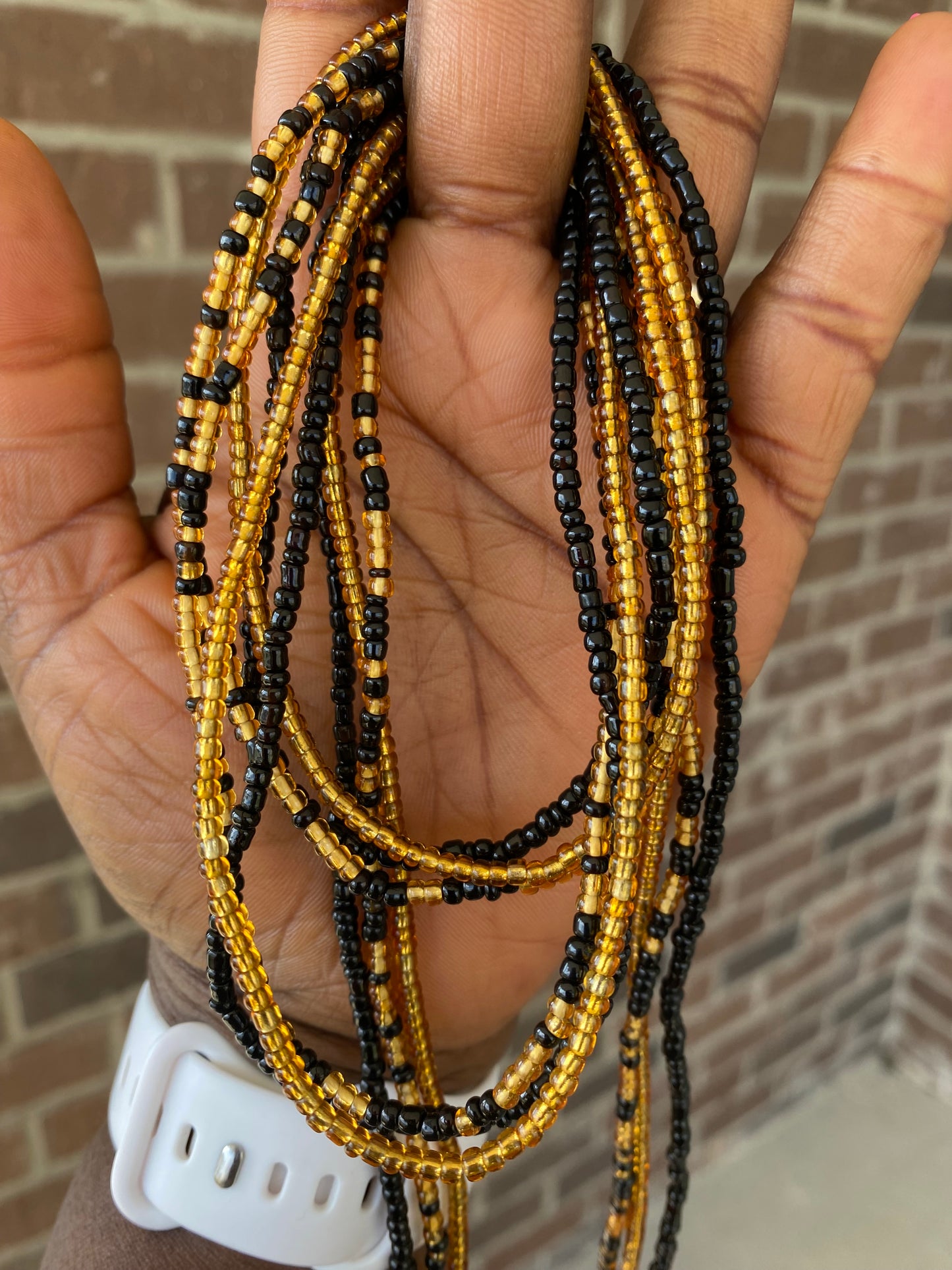 3 Pc Black & Gold Waist Beads Set