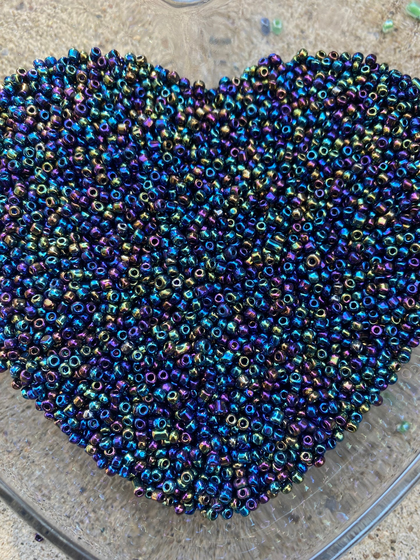 3mm- 8/0 beads,  Iridescent Black - Rainbow Black- beads, 8/0 Seed Beads Glass Beads, 450 Grams