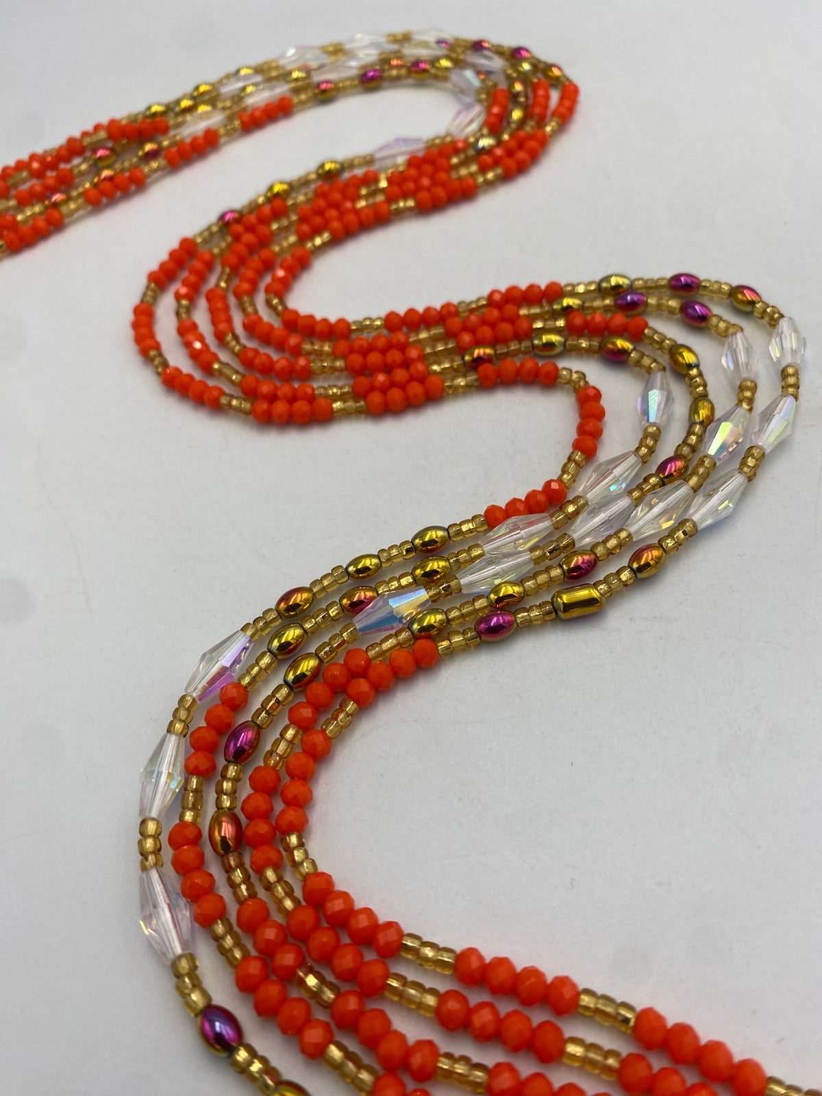 Orange Mini Crystal Waist Bead 45”| 1 PC