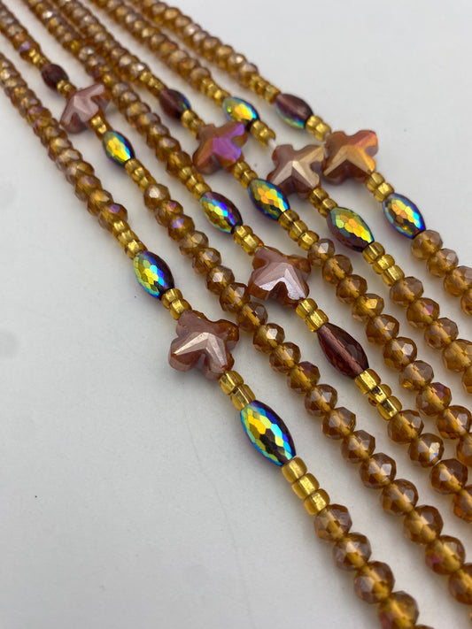 Brown Crystal Waist Bead | Waist Beads – Luxury Tie-On Beaded Jewelry  | Body Adornment & Weight Tracking | Price Per Item | 45–Inches
