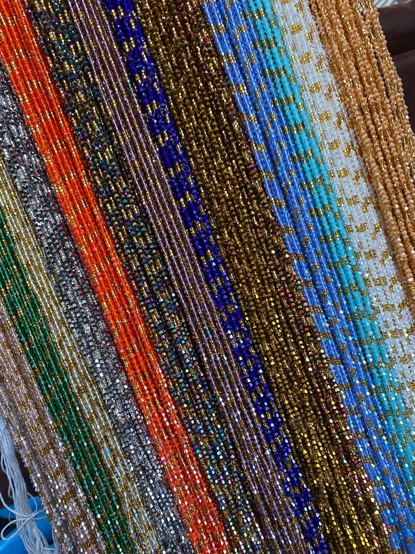 Wholesale Crystal Waist Beads, Bicones, Mini crystal Waistbeads- Tie On 40”-50”