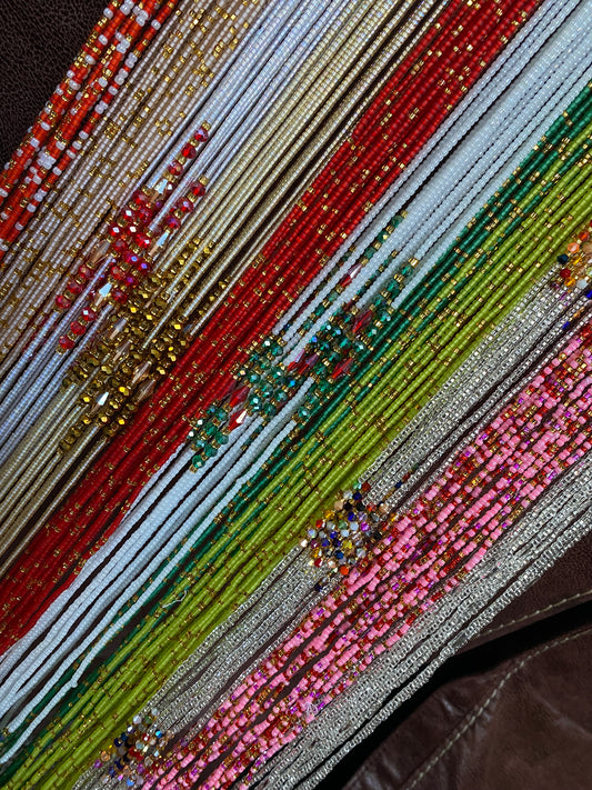 Wholesale Waist Beads – Bulk Multicolored Tie-On Strands (45”–50”)