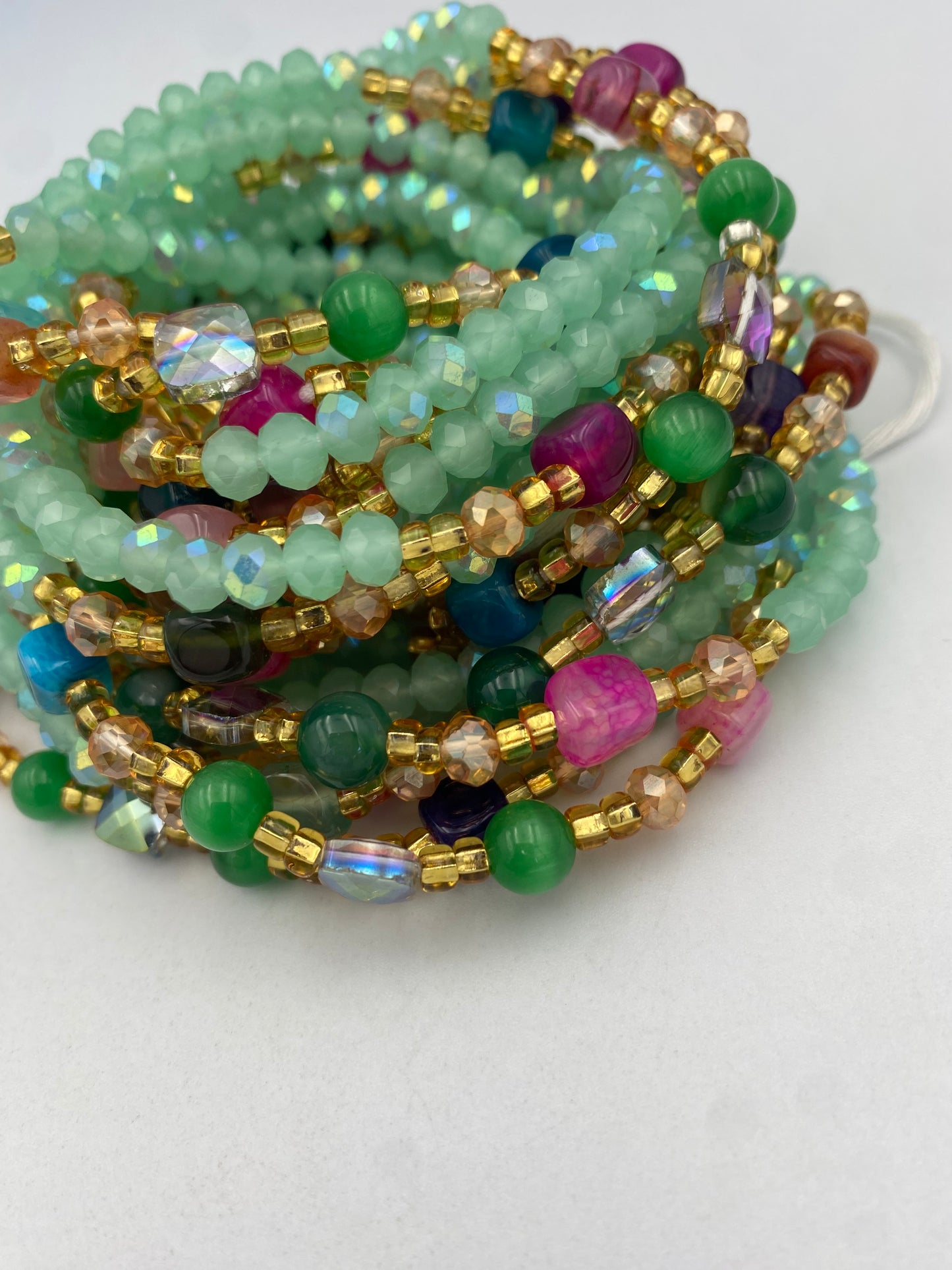 Joy~ Mint Green Crystal Waist Bead | Waist Beads – Luxury Tie-On Beaded Jewelry | Green | Body Adornment & Weight Tracking | Price Per Item | 45–Inches