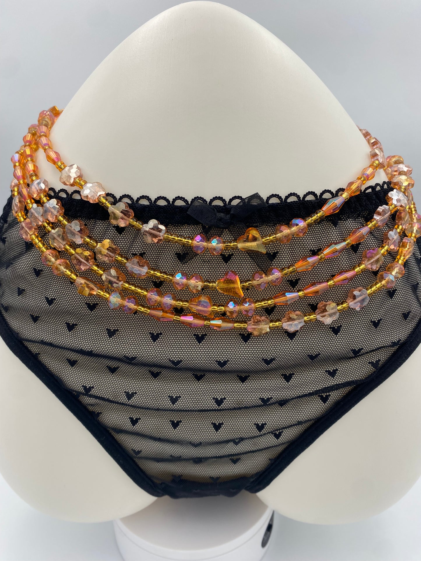 Blossom Sunset~ Luxury Crystal Waistbeads- Tie On